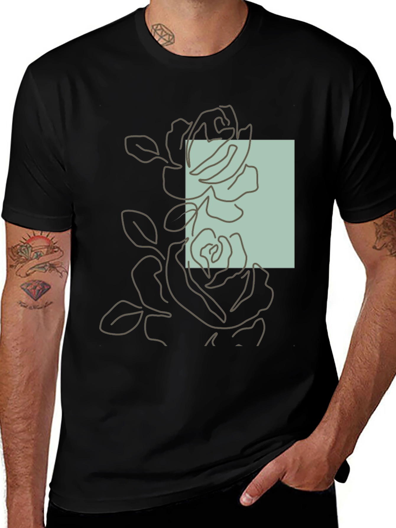 Variant 7 of Minimalist Rose Line Art Tee - Stylish & Unique Design