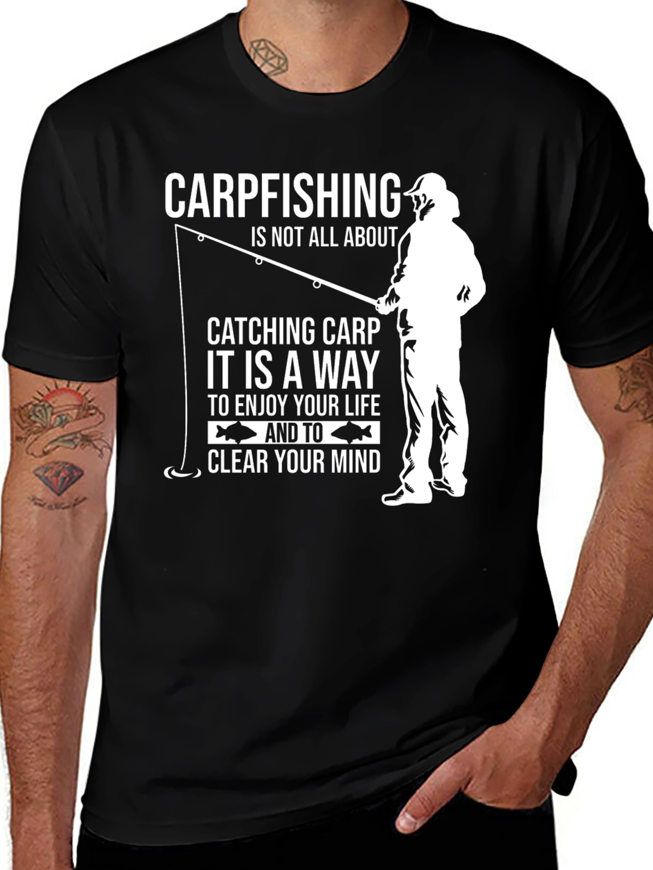 Variant 3 of Carp Fishing Graphic Tee - Enjoy Life, Clear Your Mind