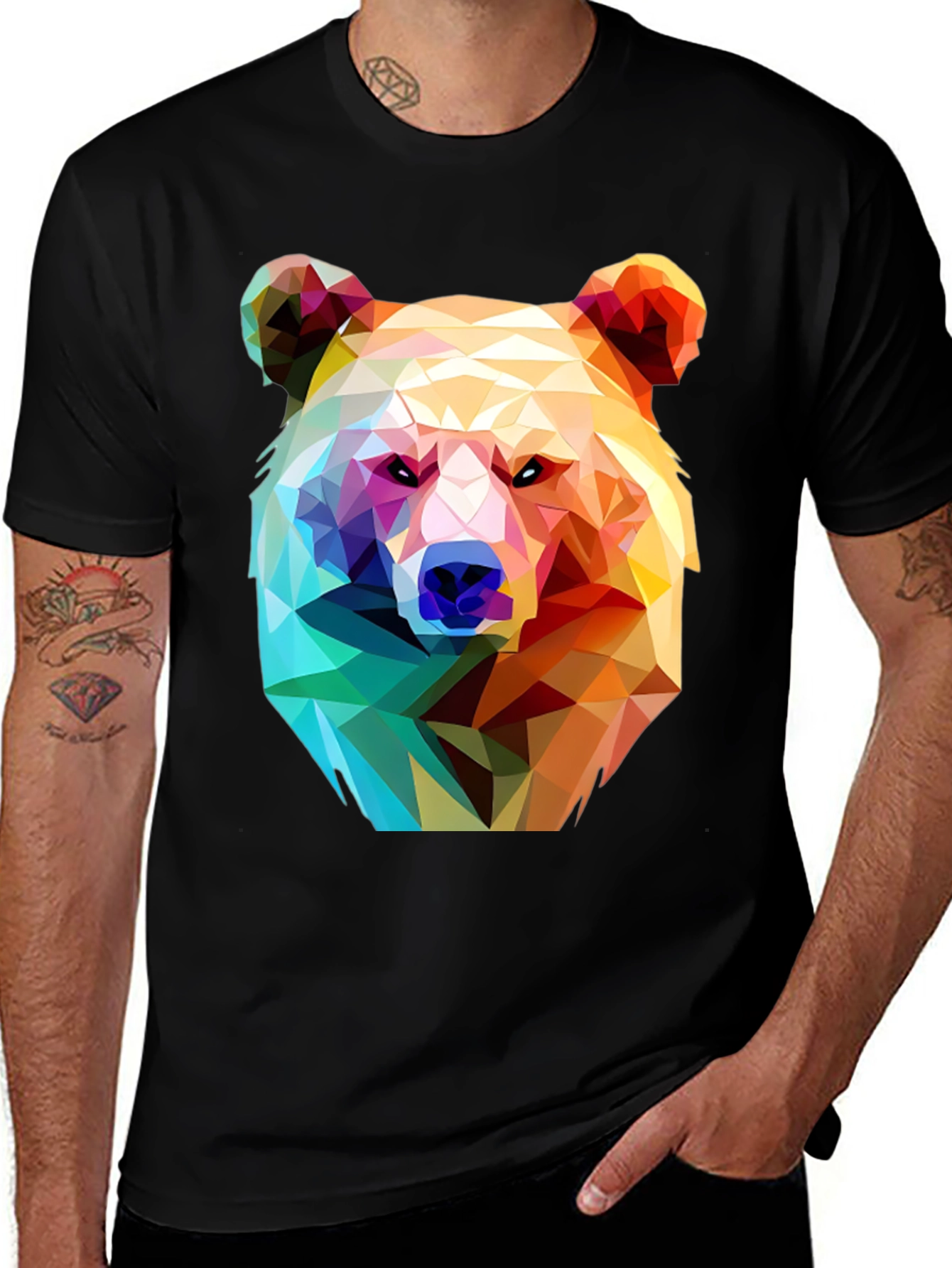 Variant 2 of Geometric Bear Graphic T-Shirt