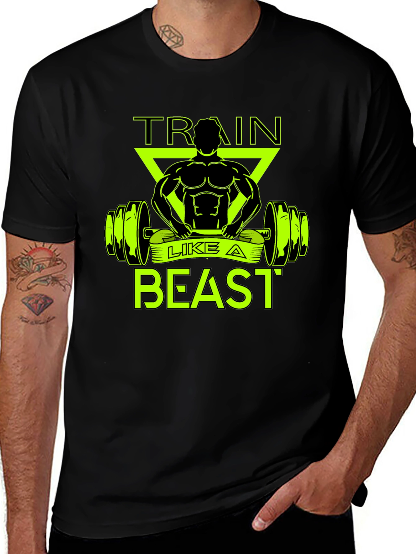 Black Train Like A Beast Black Graphic Tee main image