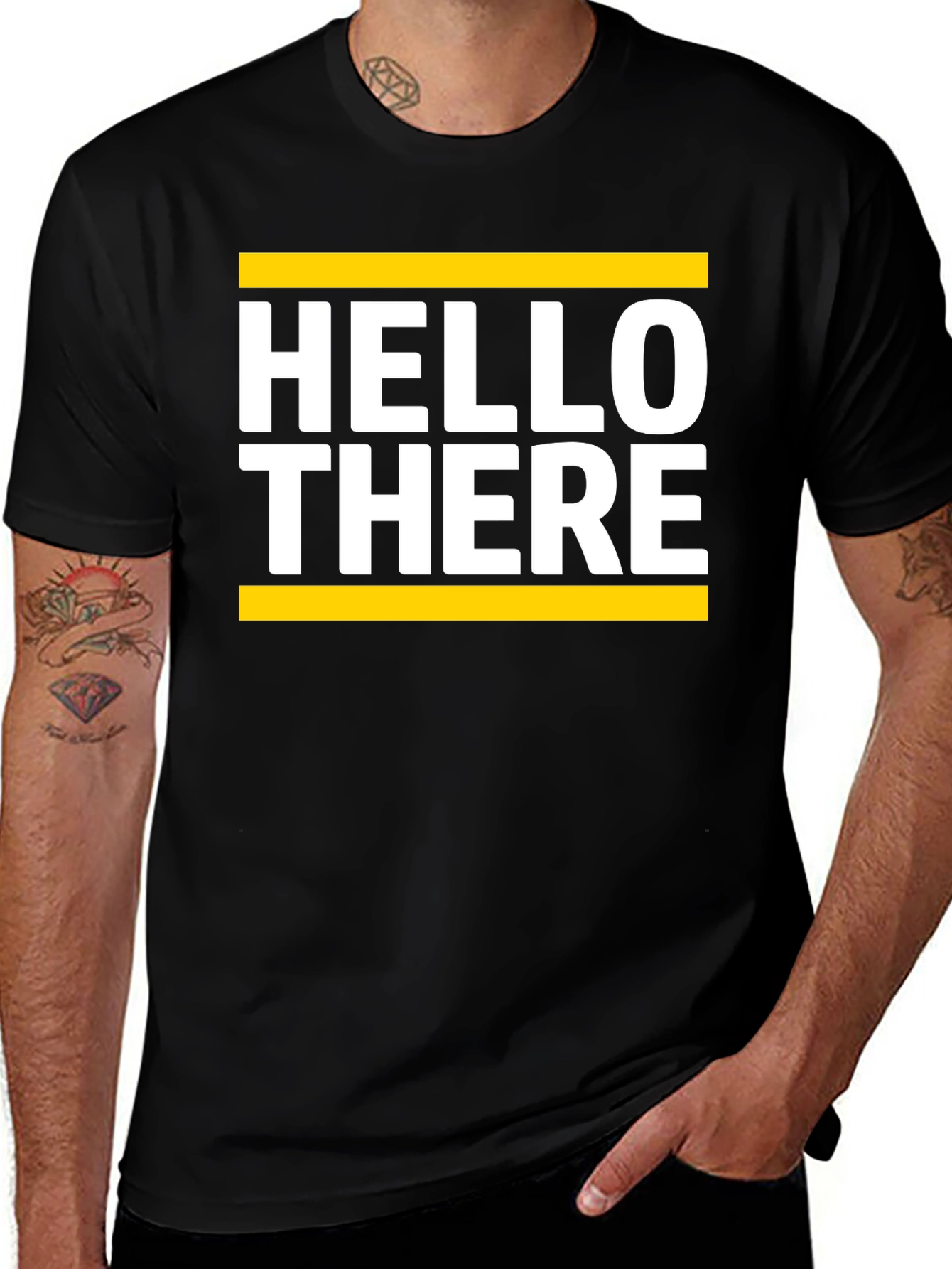 Hello There Graphic Tee - Soft Black Cotton T-Shirt