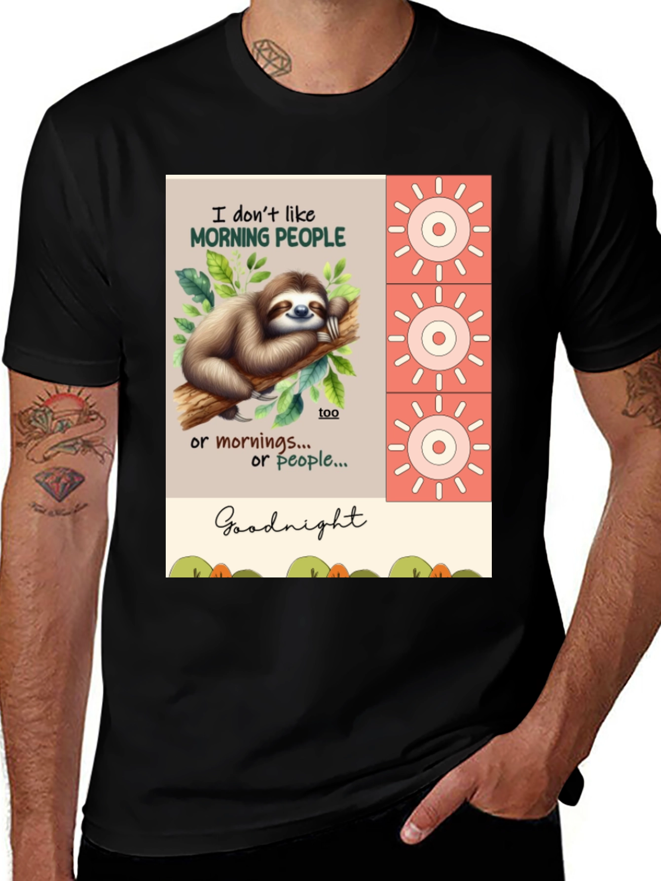 Funny Sloth T-Shirt - Morning People? Goodnight!