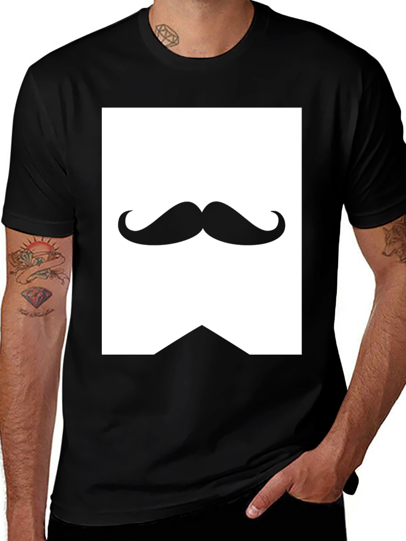 Variant 14 of Black Mustache Graphic T-Shirt for Men