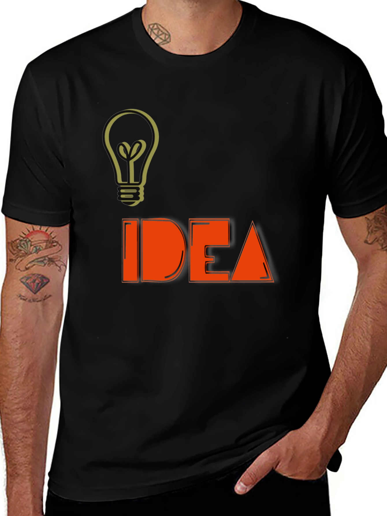 Black Idea Light Bulb Graphic Tee - Think Outside the Box main image