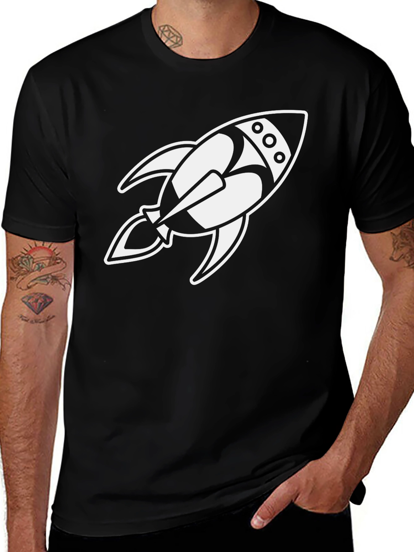Variant 11 of Rocket Graphic Tee - Bold Space Age Style