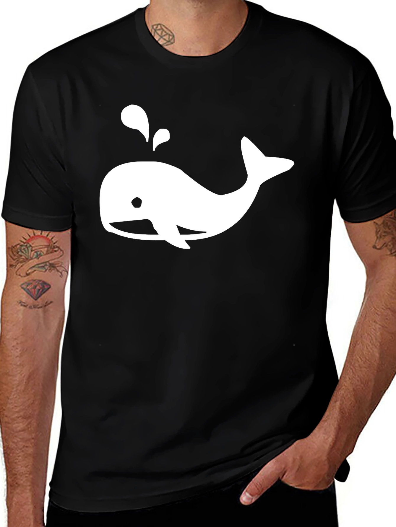 Variant 4 of Whale Graphic Black T-Shirt