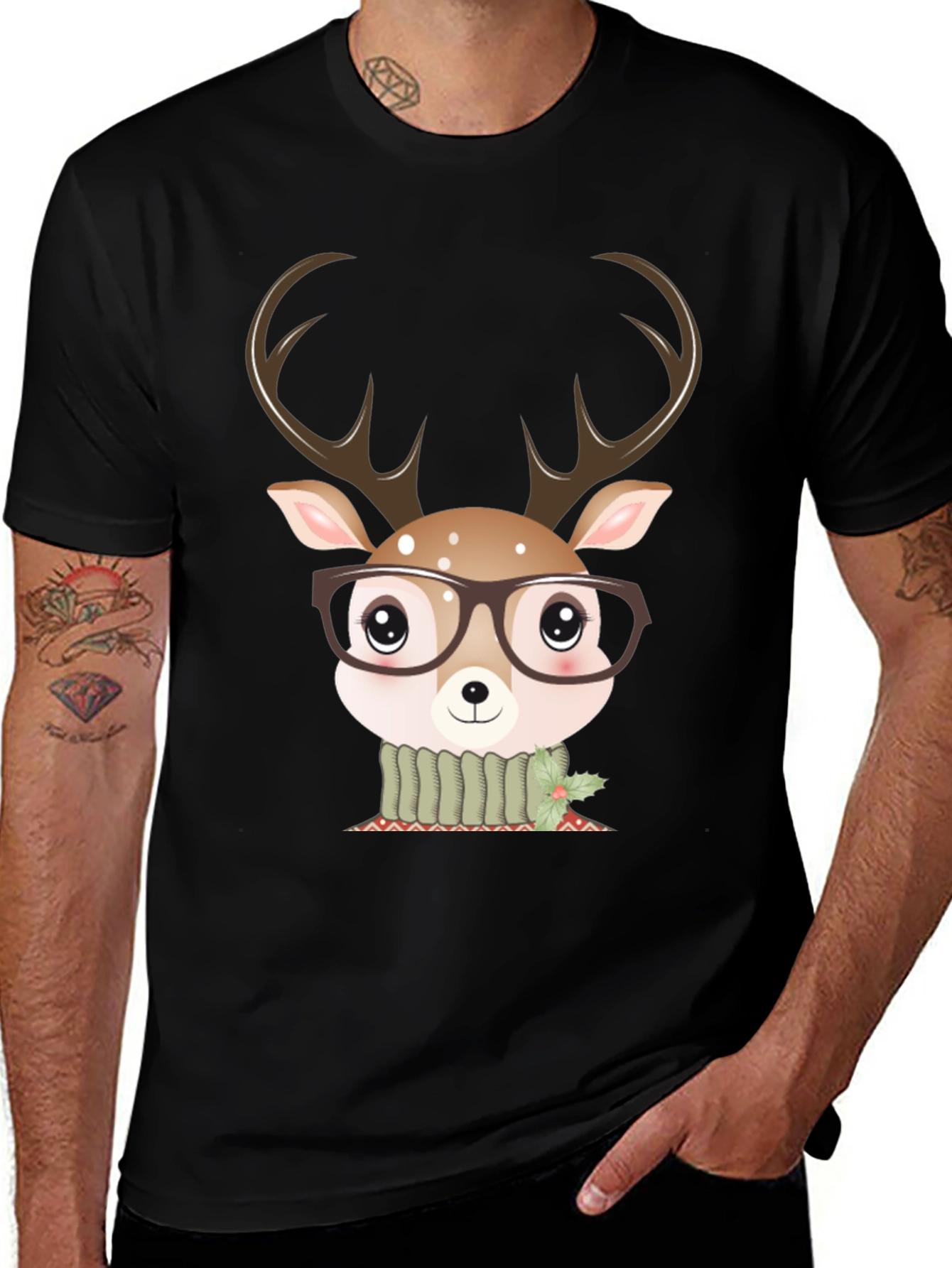 Variant 9 of Cute Deer Glasses Graphic Tee