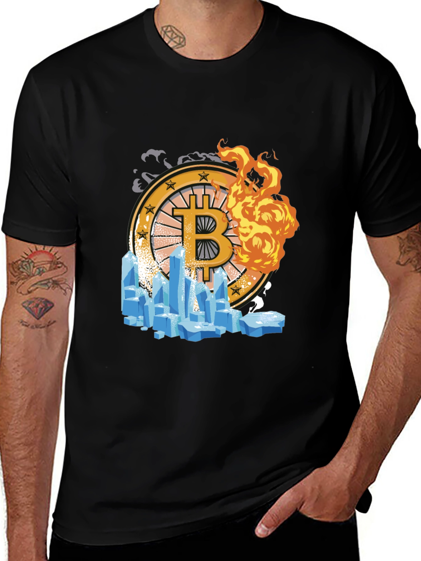 Variant 7 of Bitcoin Fire and Ice T-Shirt