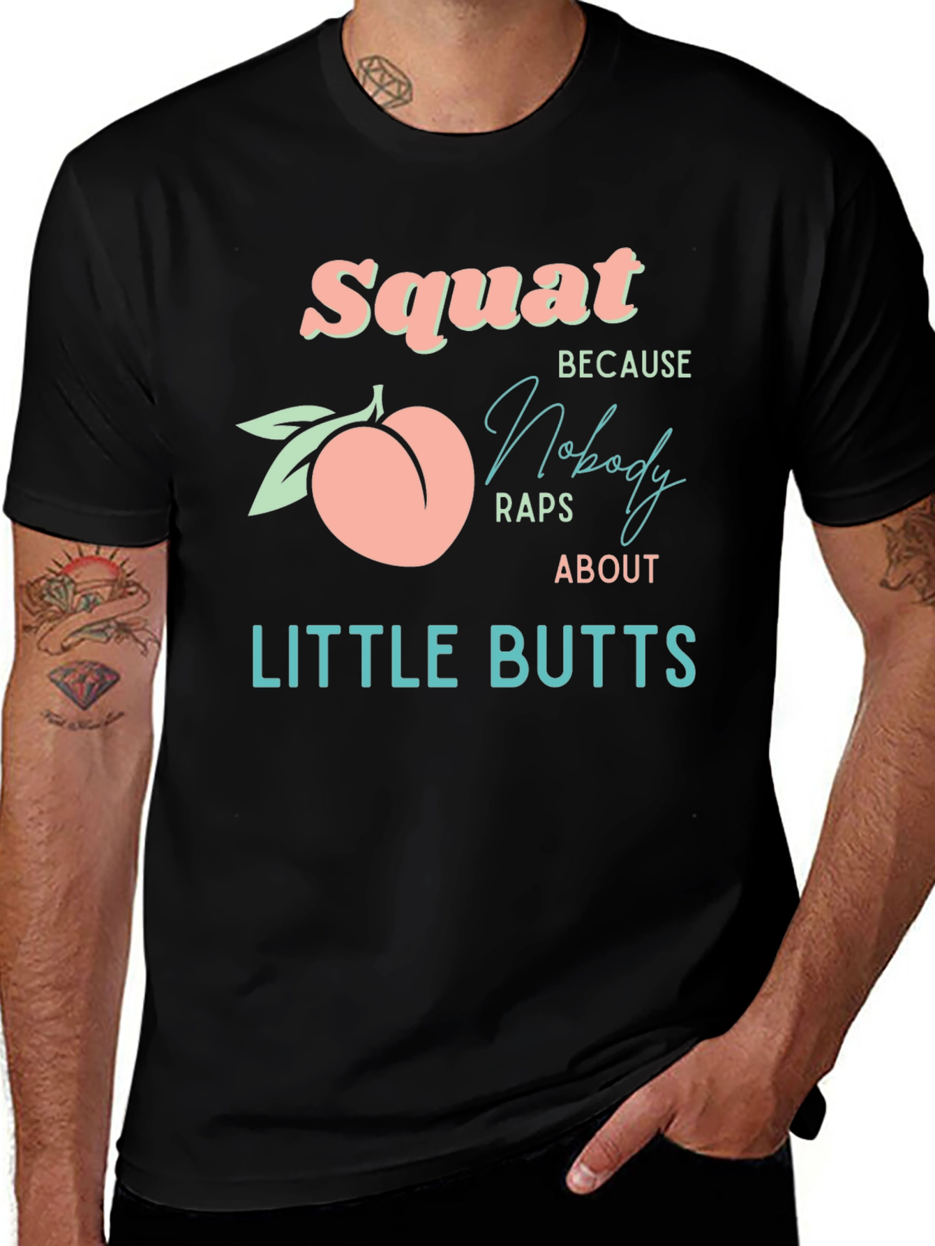 Variant 21 of Squat Peach Graphic T-Shirt - No Little Butts!
