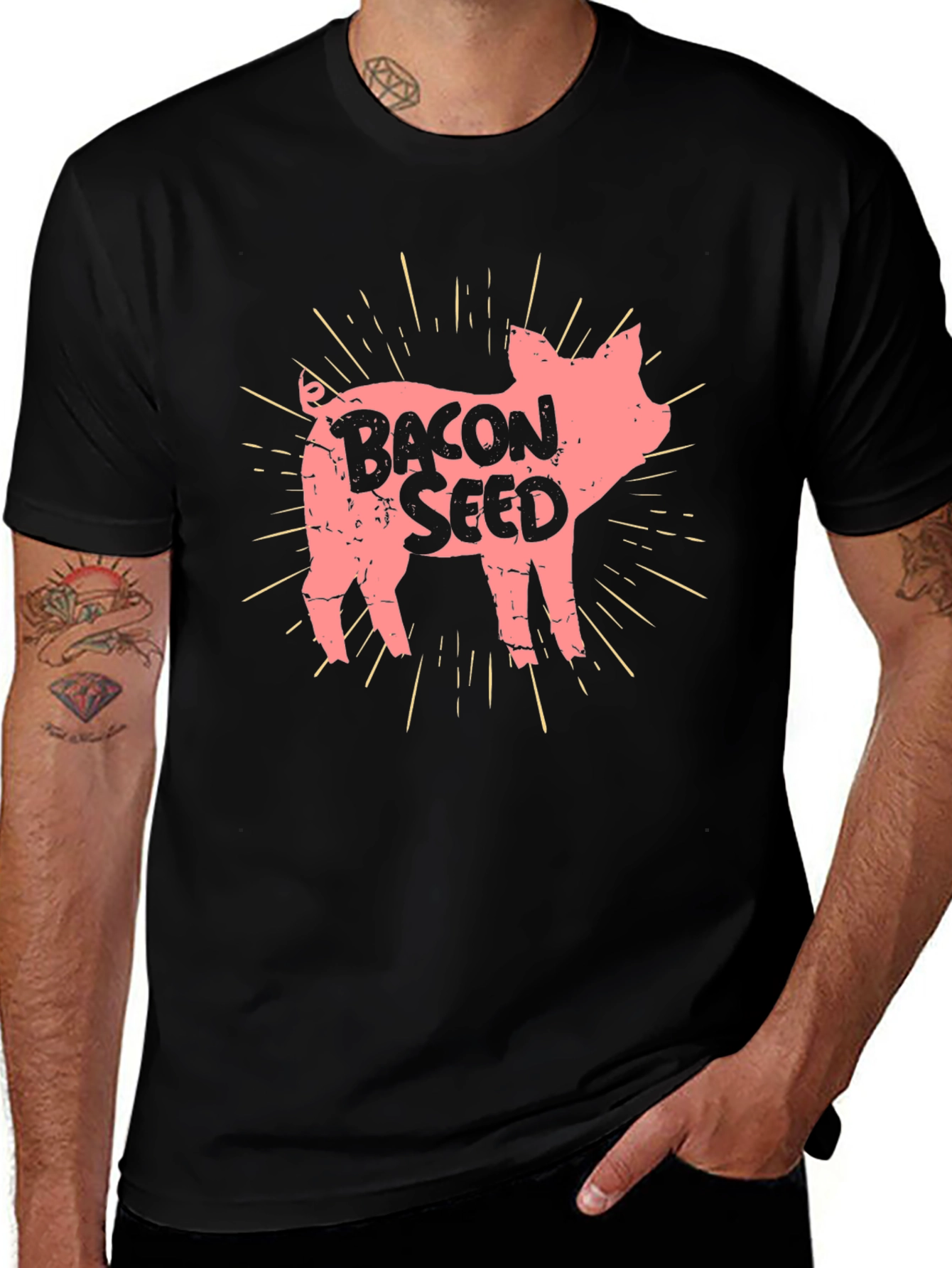 Variant 27 of Bacon Seed Pig Graphic Tee - Unisex Black T-Shirt