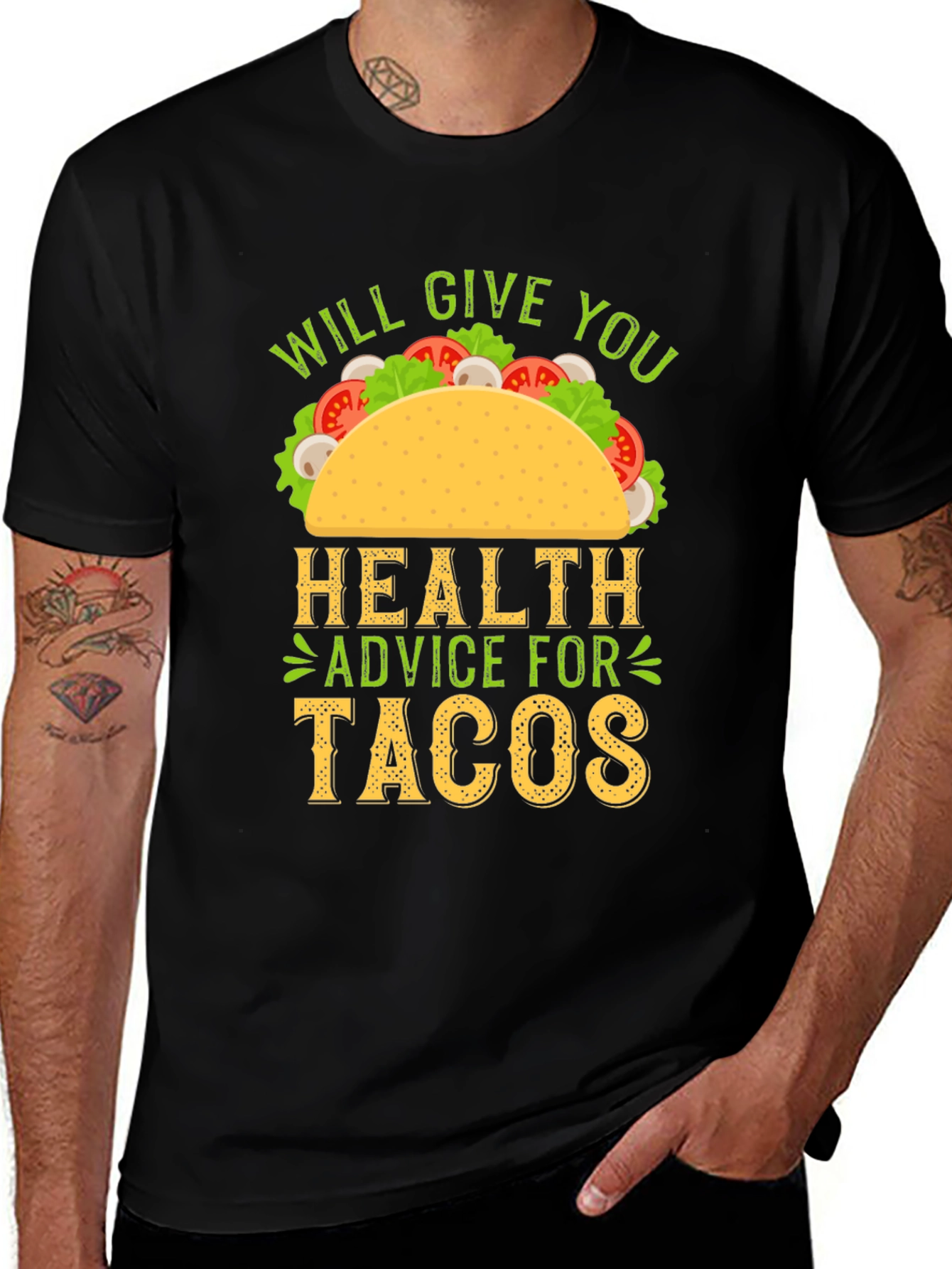 Variant 19 of Taco Health Advice Graphic Tee - Funny Food Lover Shirt
