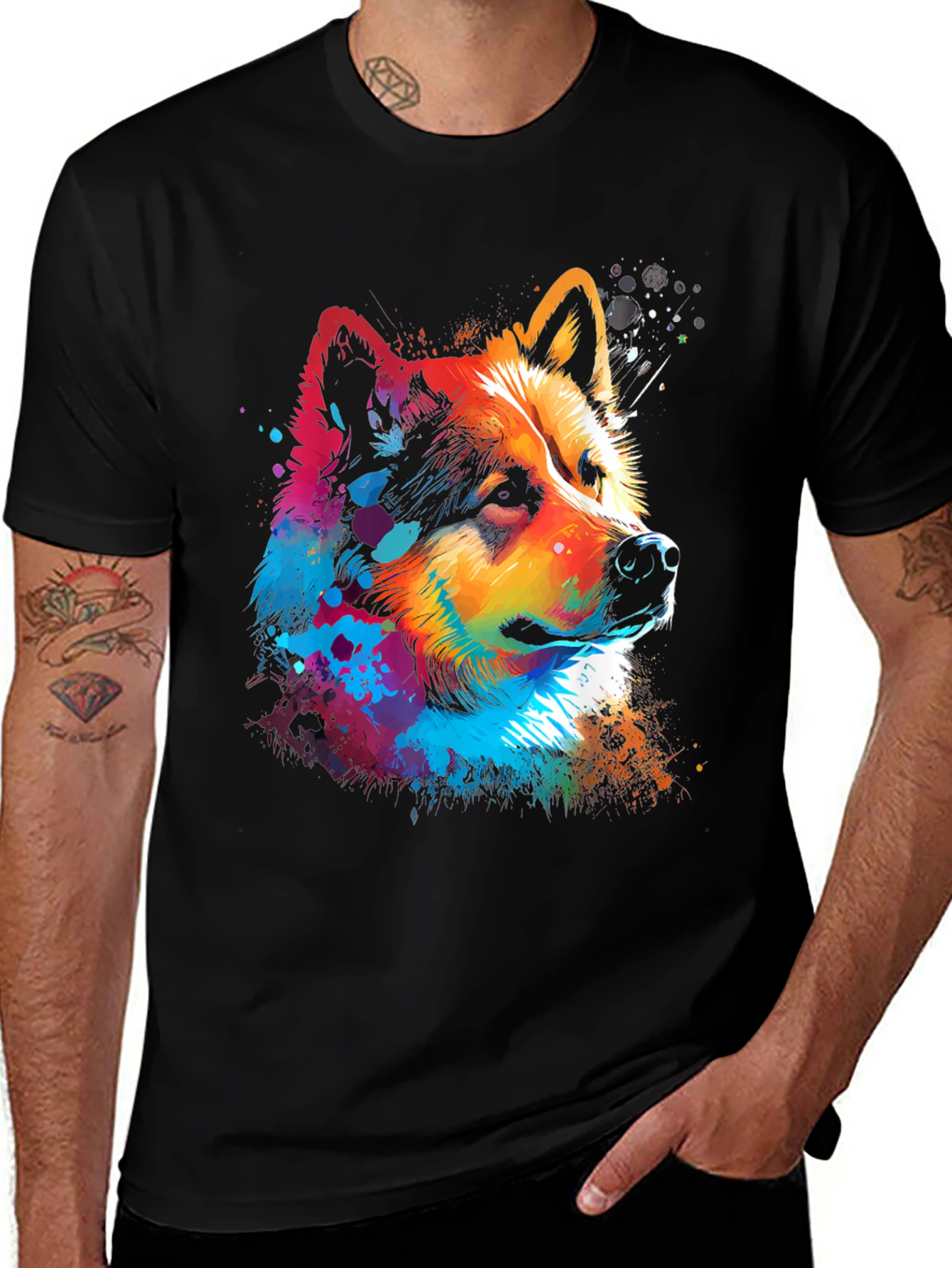 Variant 20 of Vibrant Dog Graphic Black T-Shirt