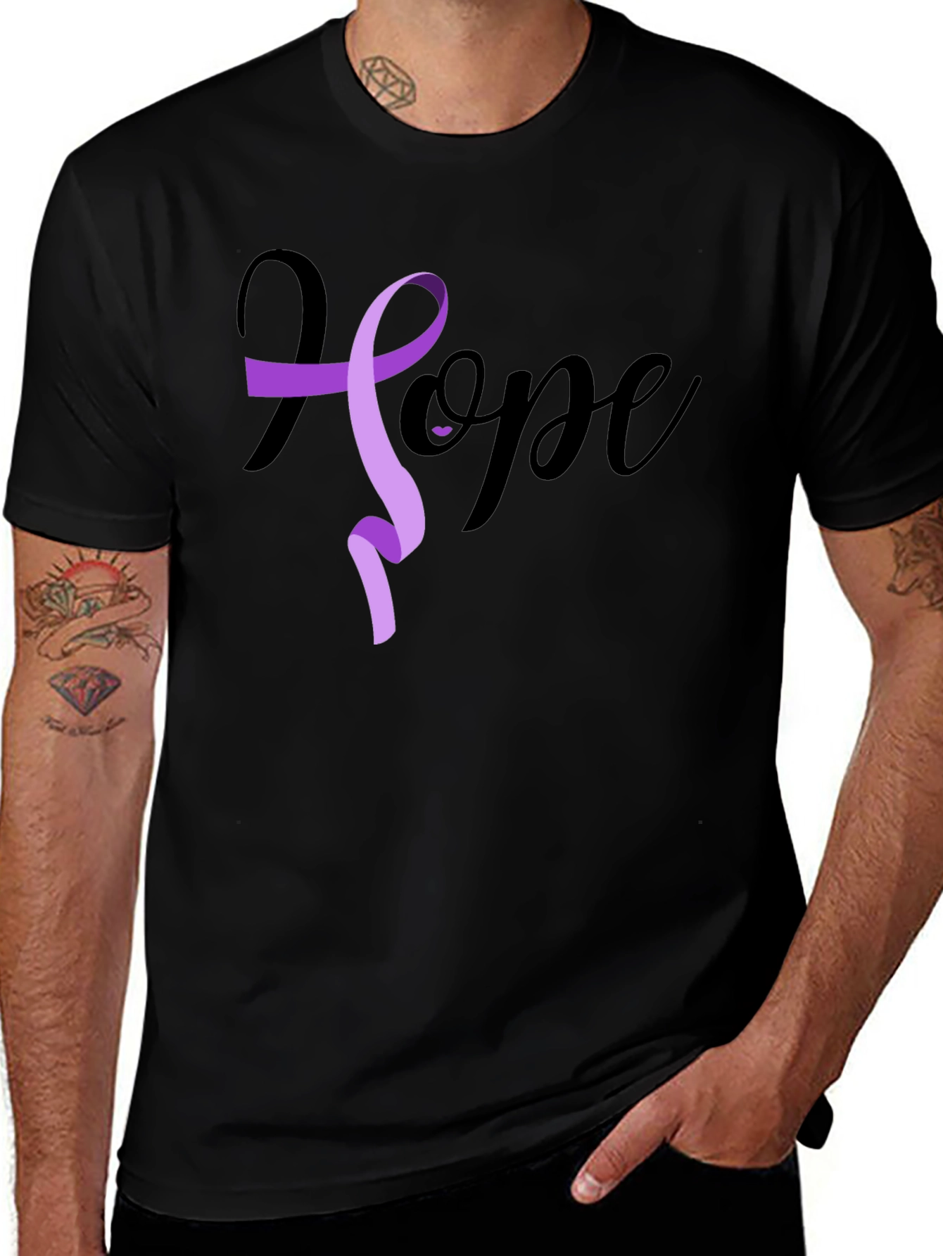 Variant 10 of Hope Ribbon Graphic T-Shirt - Black