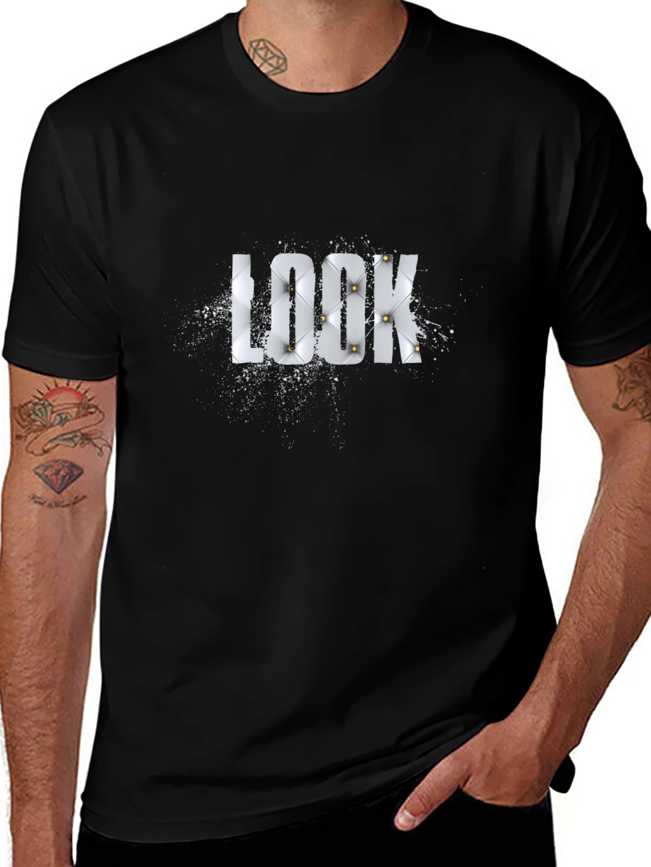 Black Stylish Black LOOK Graphic T-Shirt for Men main image
