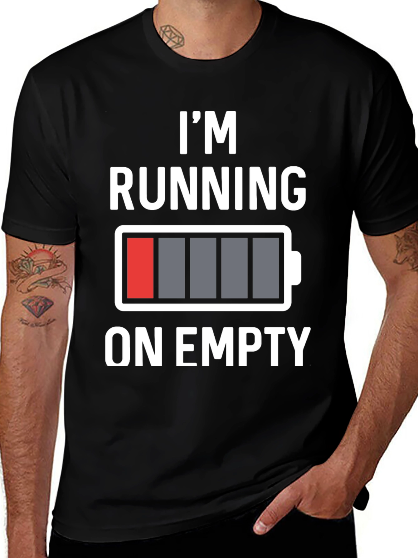I'm Running on Empty Graphic Tee - Black