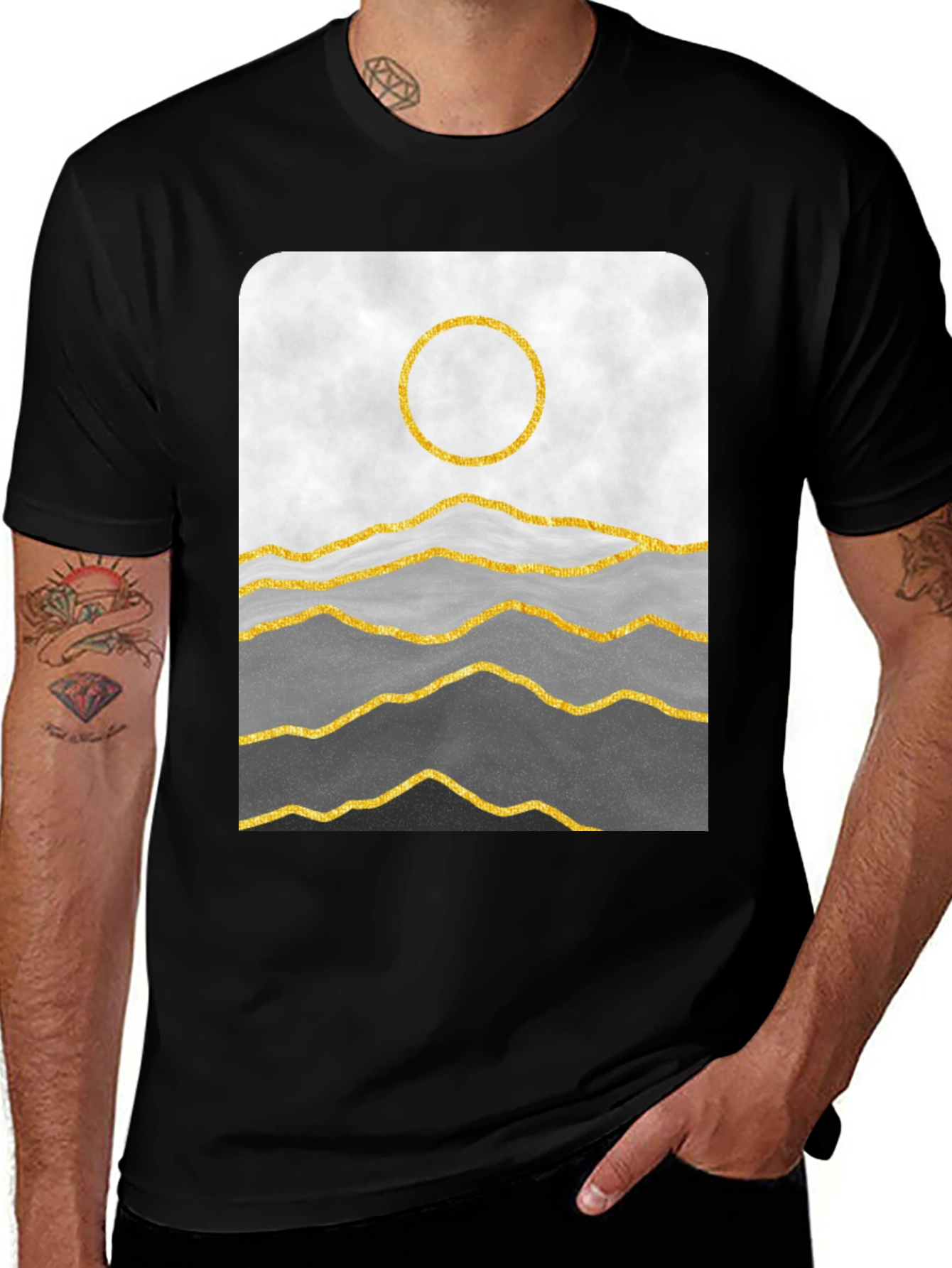 Variant 28 of Abstract Gold Mountain Graphic Tee
