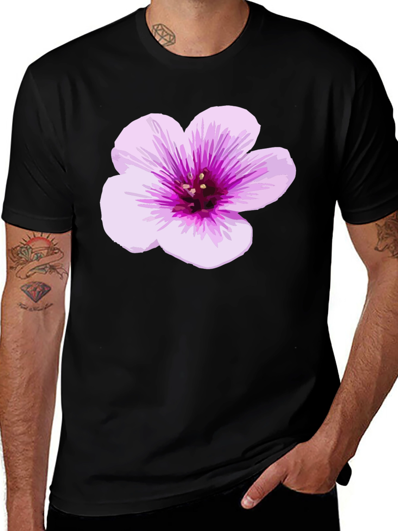 Variant 7 of Floral Print Black T-Shirt