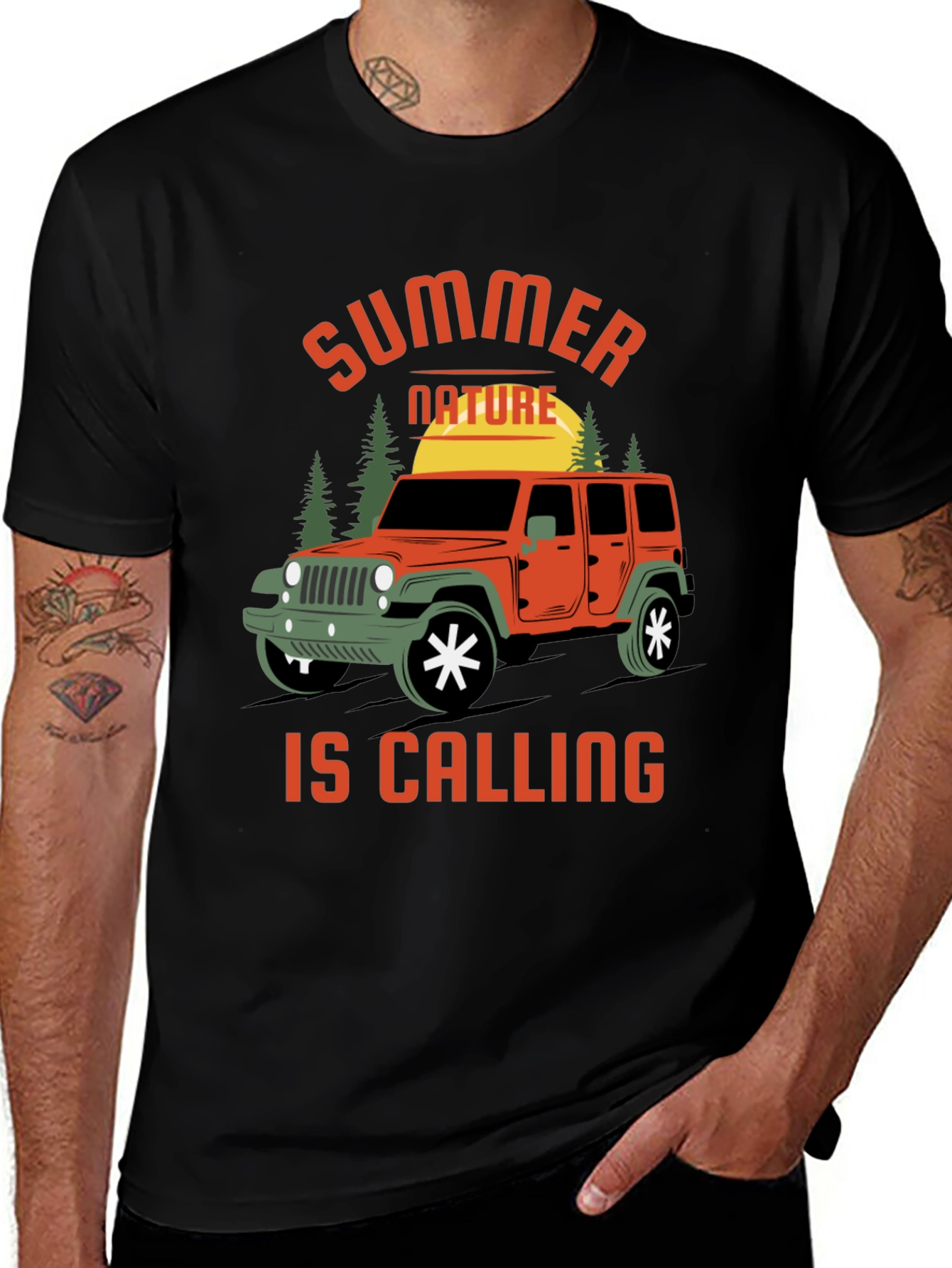 Variant 8 of Summer Nature Calling Black Graphic Tee