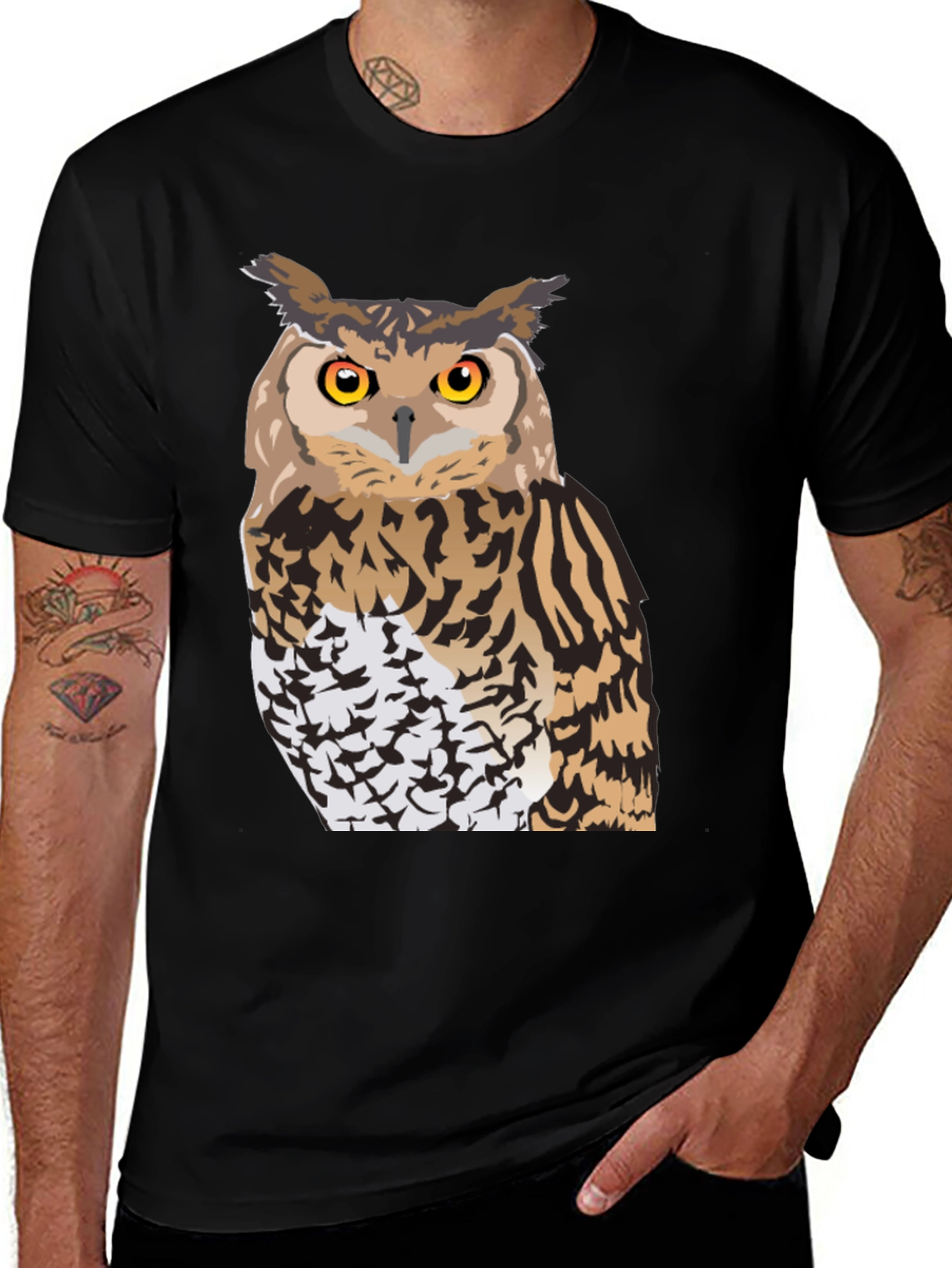 Variant 21 of Owl Graphic Black T-Shirt
