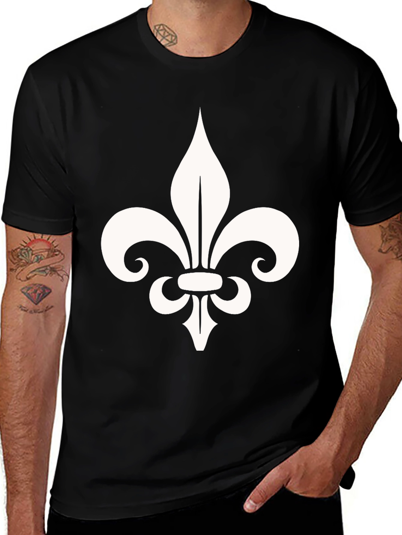 Variant 11 of Fleur-de-lis Graphic Black T-Shirt
