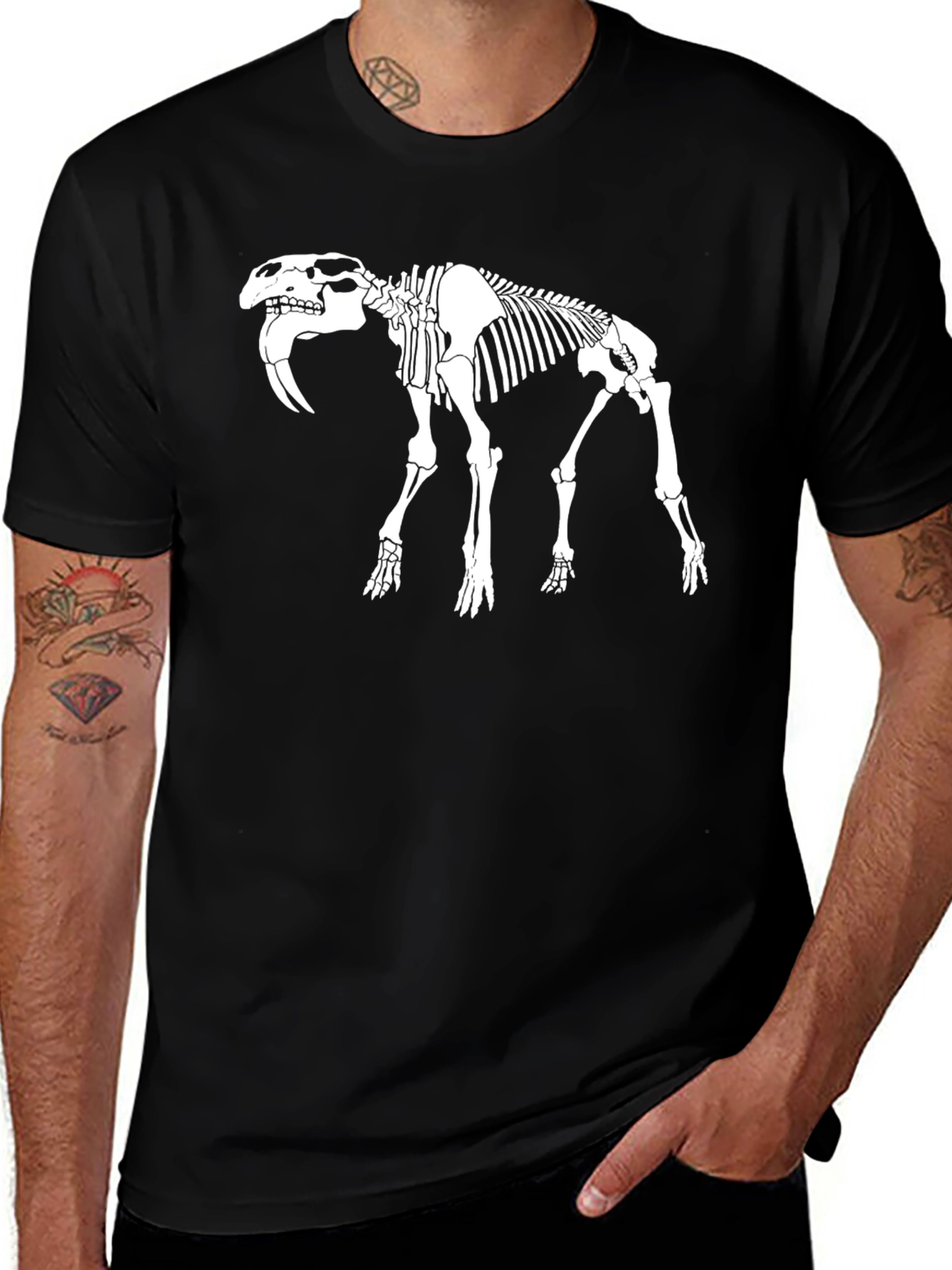 Variant 19 of Skeleton Saber-Toothed Tiger Graphic Tee