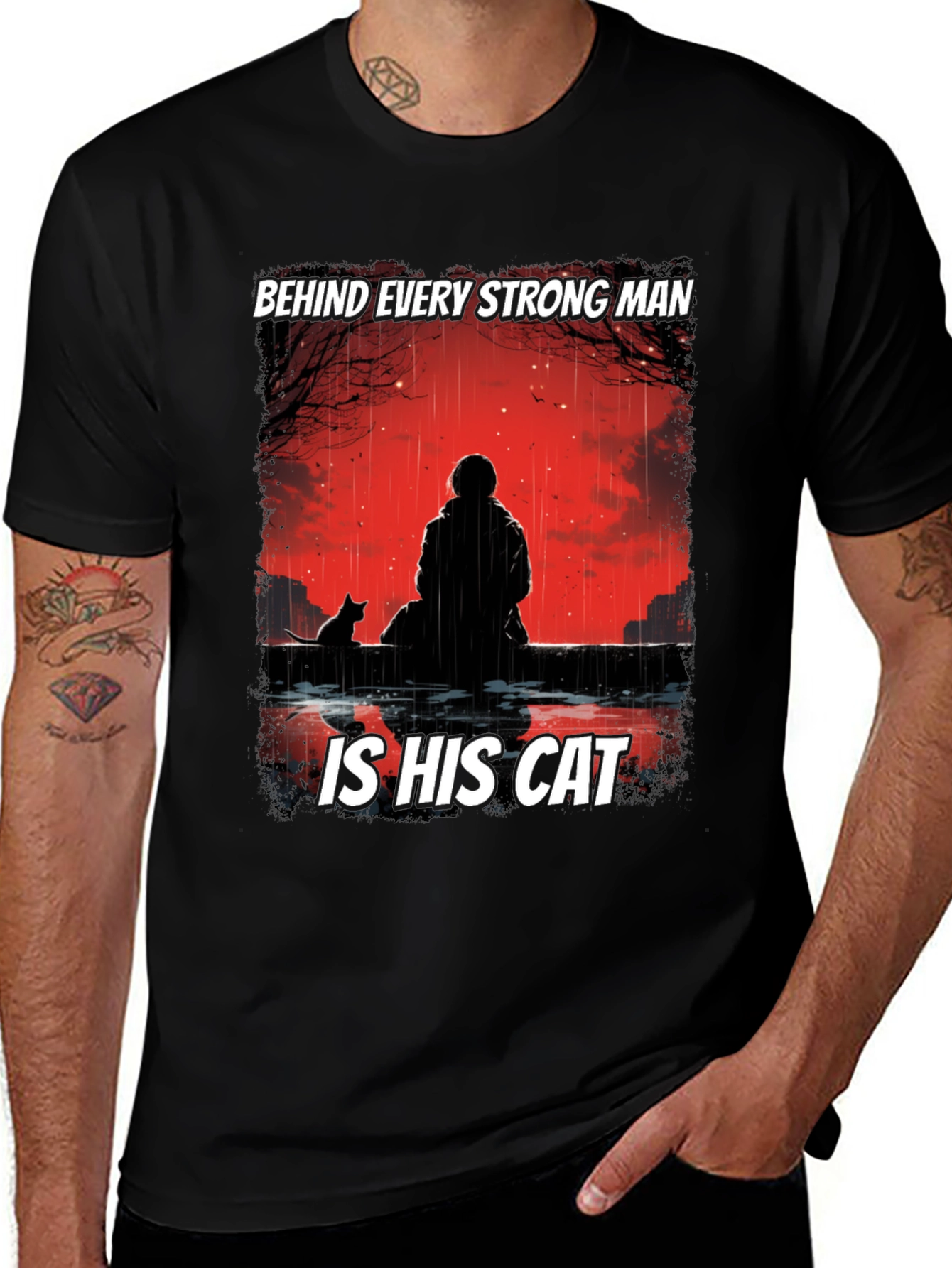 Variant 28 of Strong Man & Cat Graphic T-Shirt
