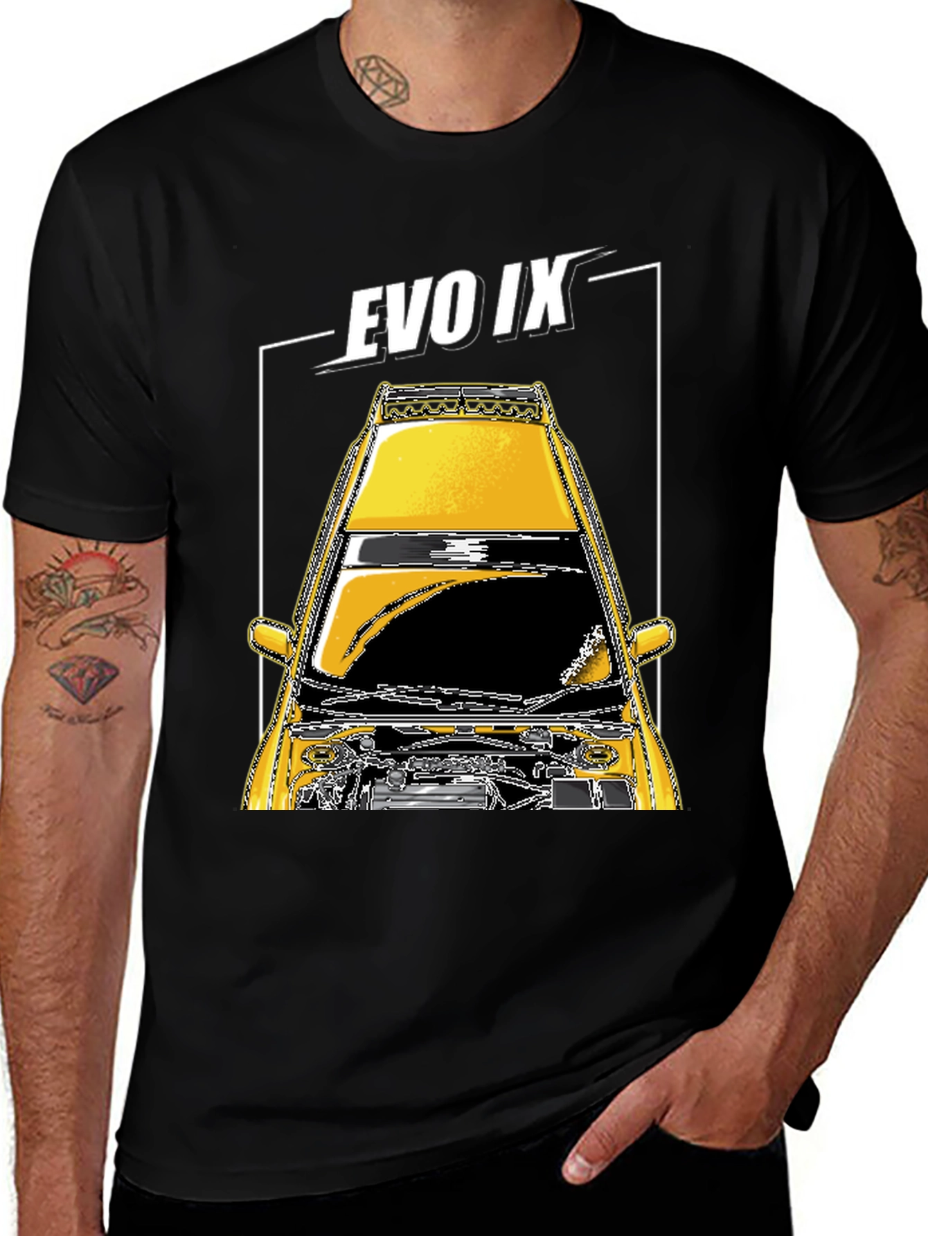 Evo IX Car Graphic Black T-Shirt