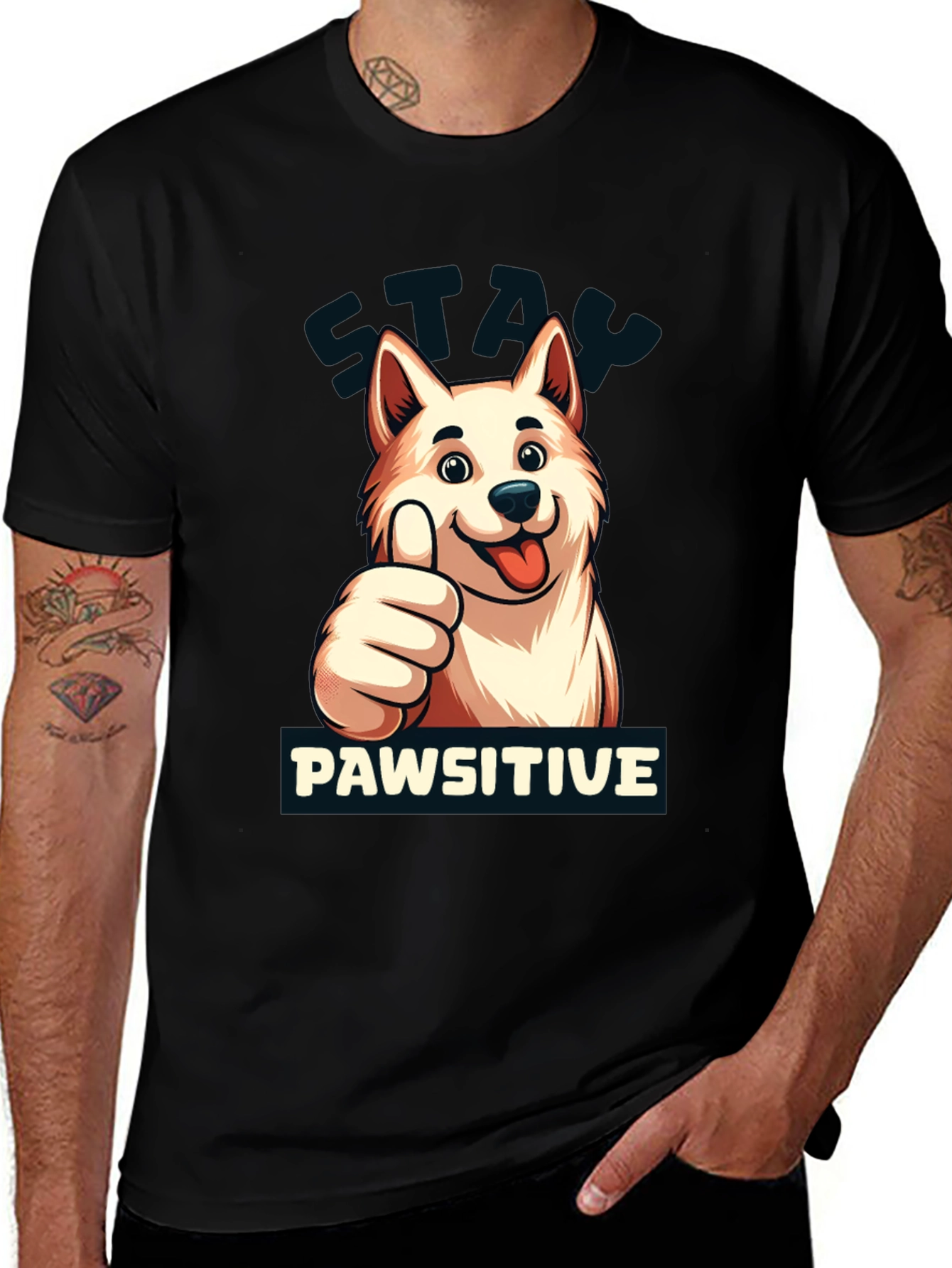 Variant 13 of Stay Pawsitive T-Shirt - Dog Lover Apparel