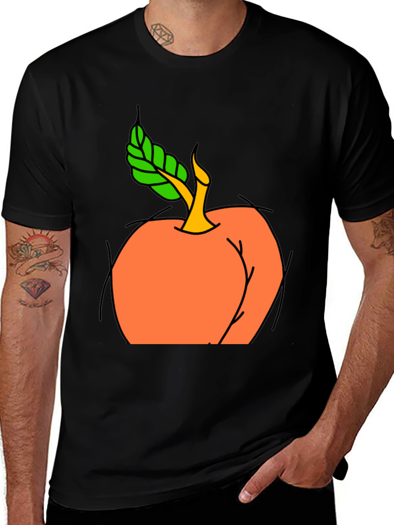 Variant 18 of Peach Graphic Black T-Shirt