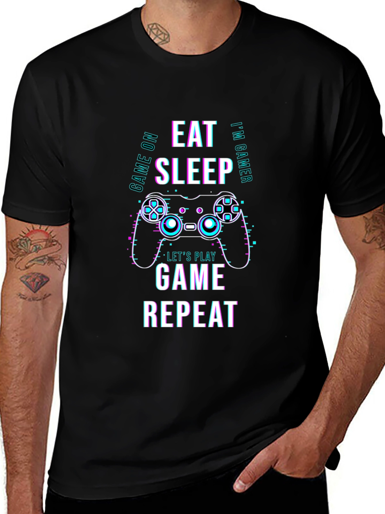Variant 21 of Eat Sleep Game Repeat T-Shirt - Gamer Apparel