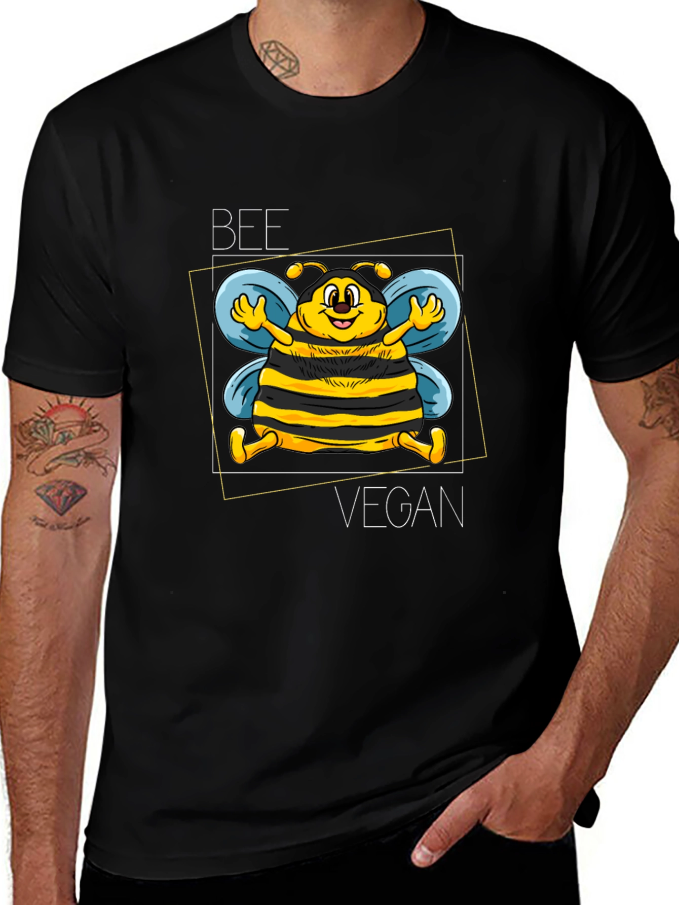 Variant 8 of Bee Vegan Graphic Tee - Black Unisex T-Shirt