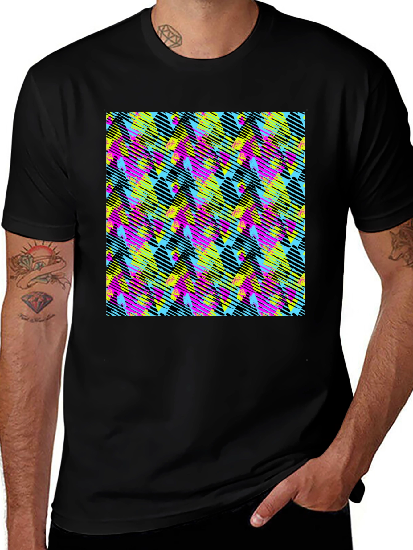 Variant 14 of Retro 90s Pattern Black T-Shirt