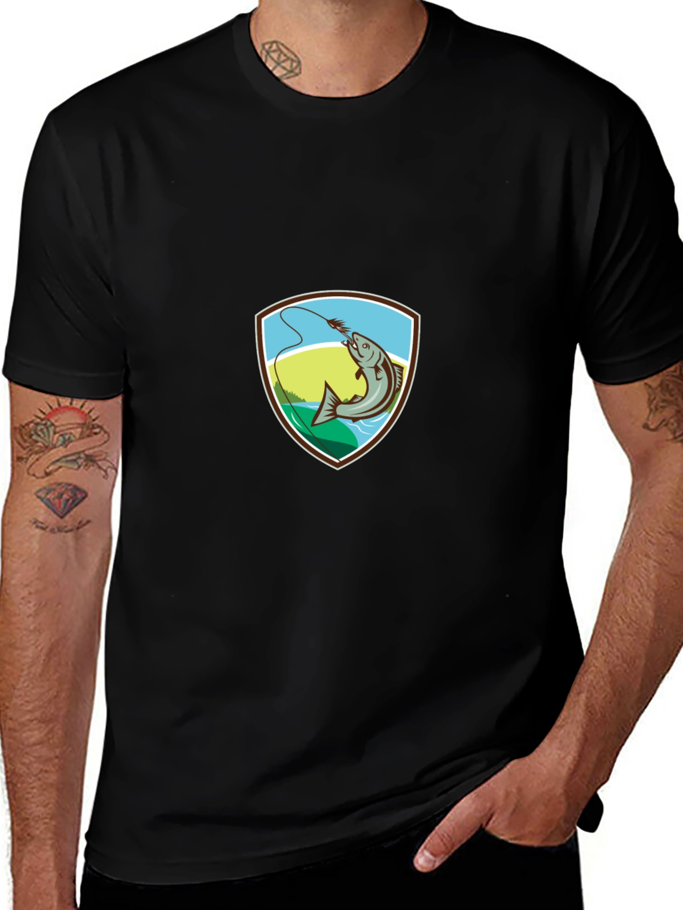 Variant 9 of Fishing T-Shirt: Retro Fish Badge