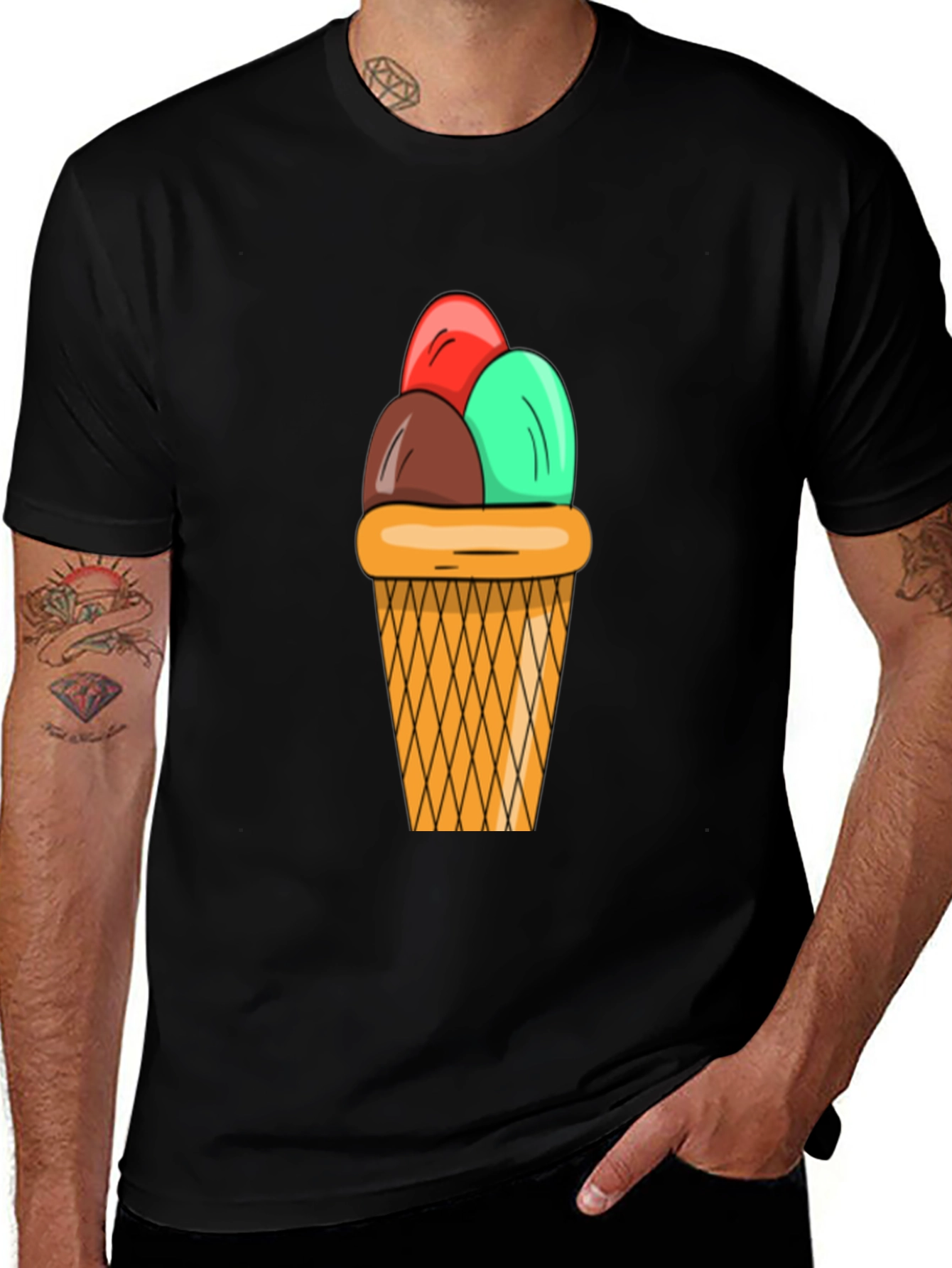 Variant 11 of Ice Cream Cone Graphic Tee - Black T-Shirt