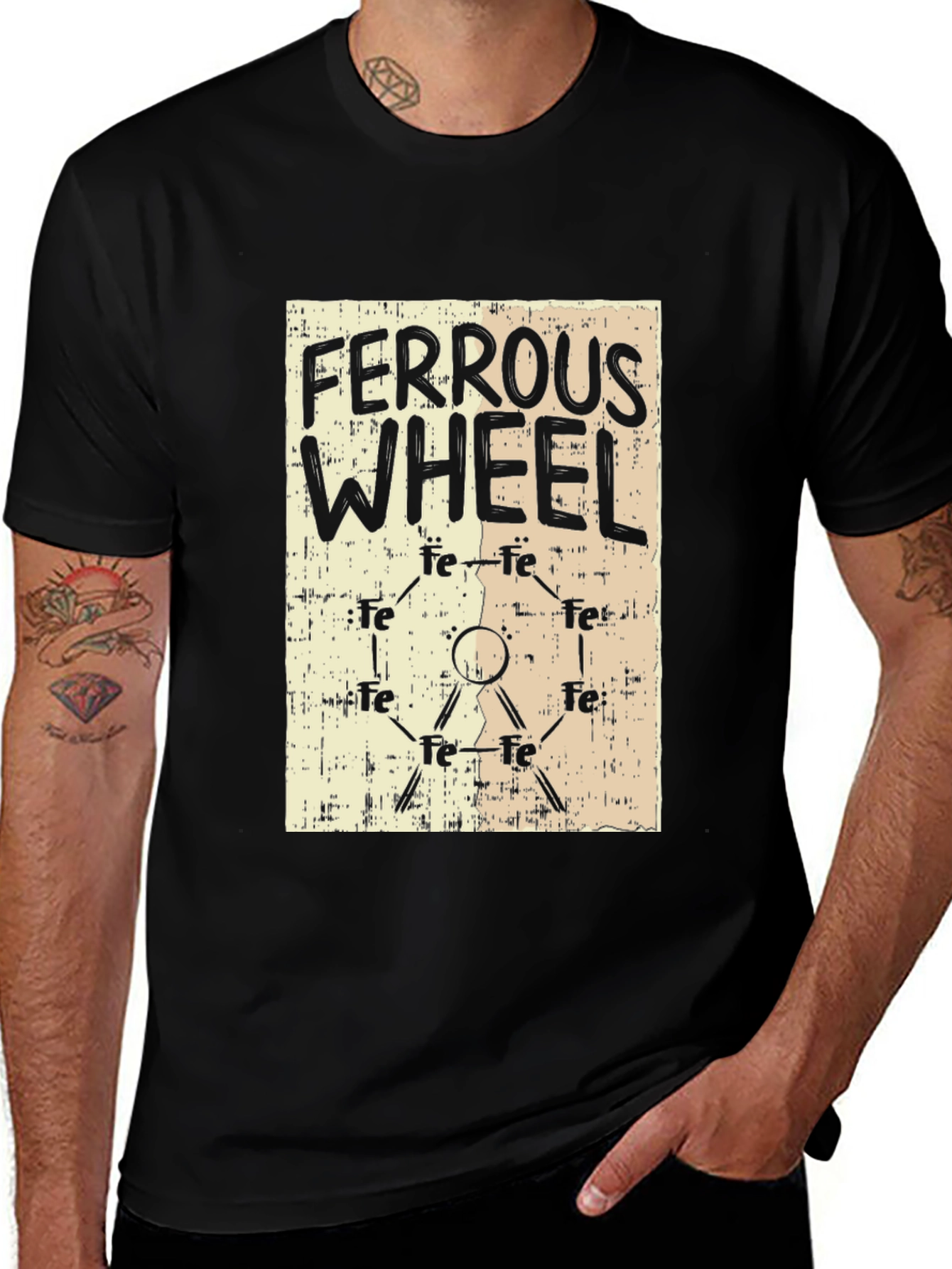 Variant 11 of Ferrous Wheel Graphic Print Black T-Shirt