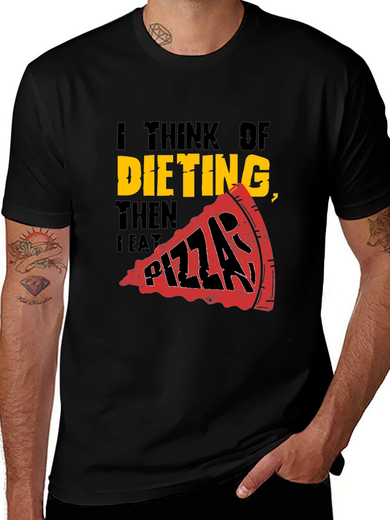 Variant 25 of Funny Dieting Pizza Graphic T-Shirt