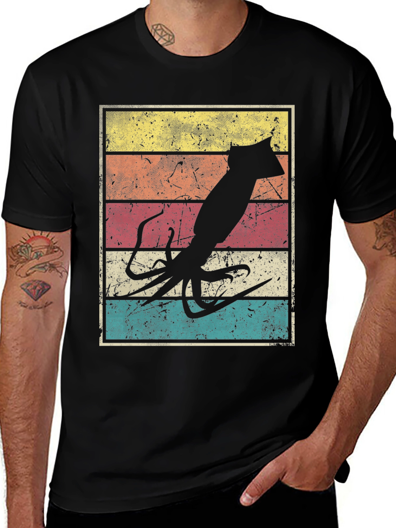 Variant 30 of Retro Squid Graphic T-Shirt - Vintage Style