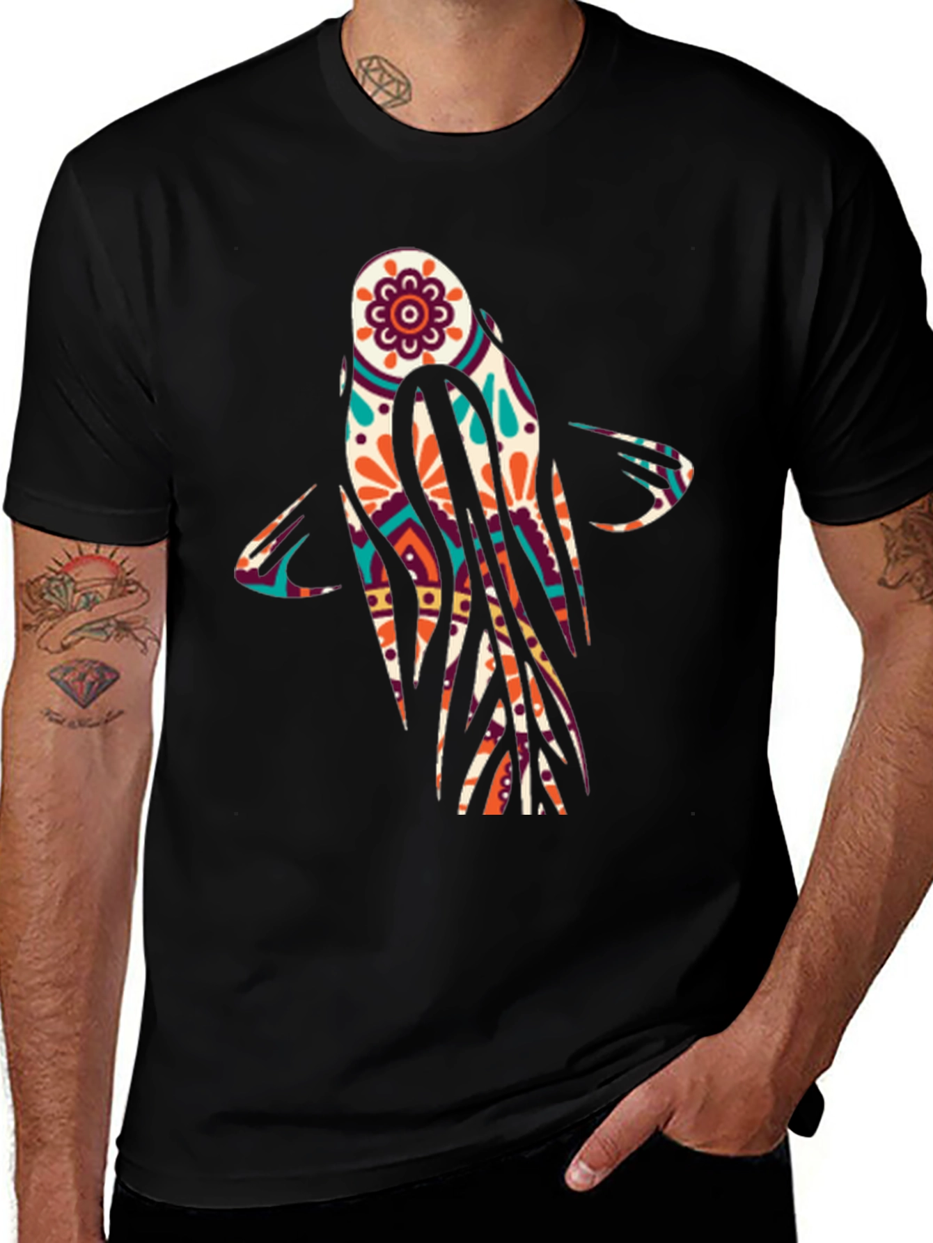 Variant 24 of Men's Graphic T-Shirt - Abstract Fish Design