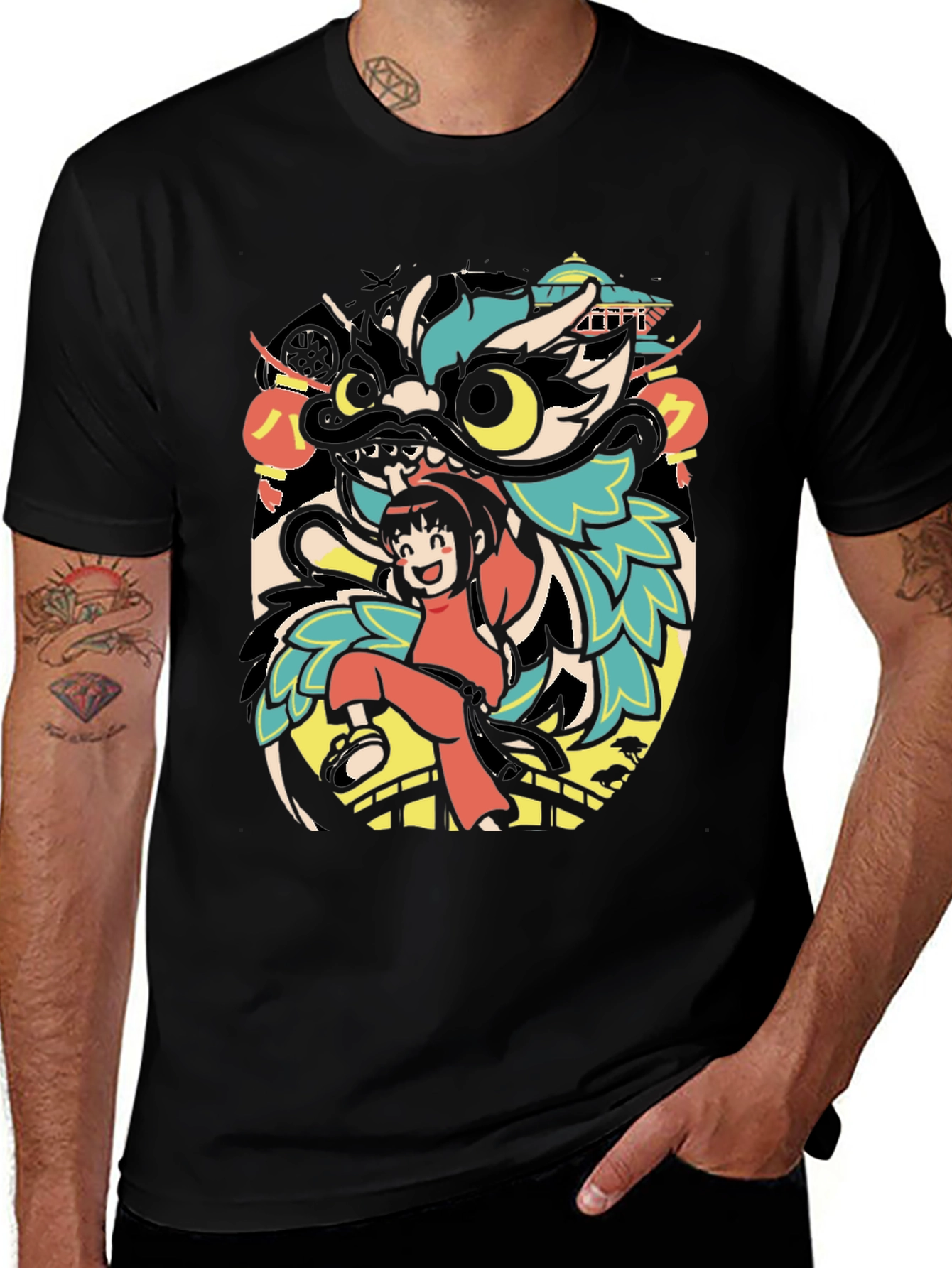 Variant 23 of Dragon Dance Graphic Tee - Cool Asian Inspired Design