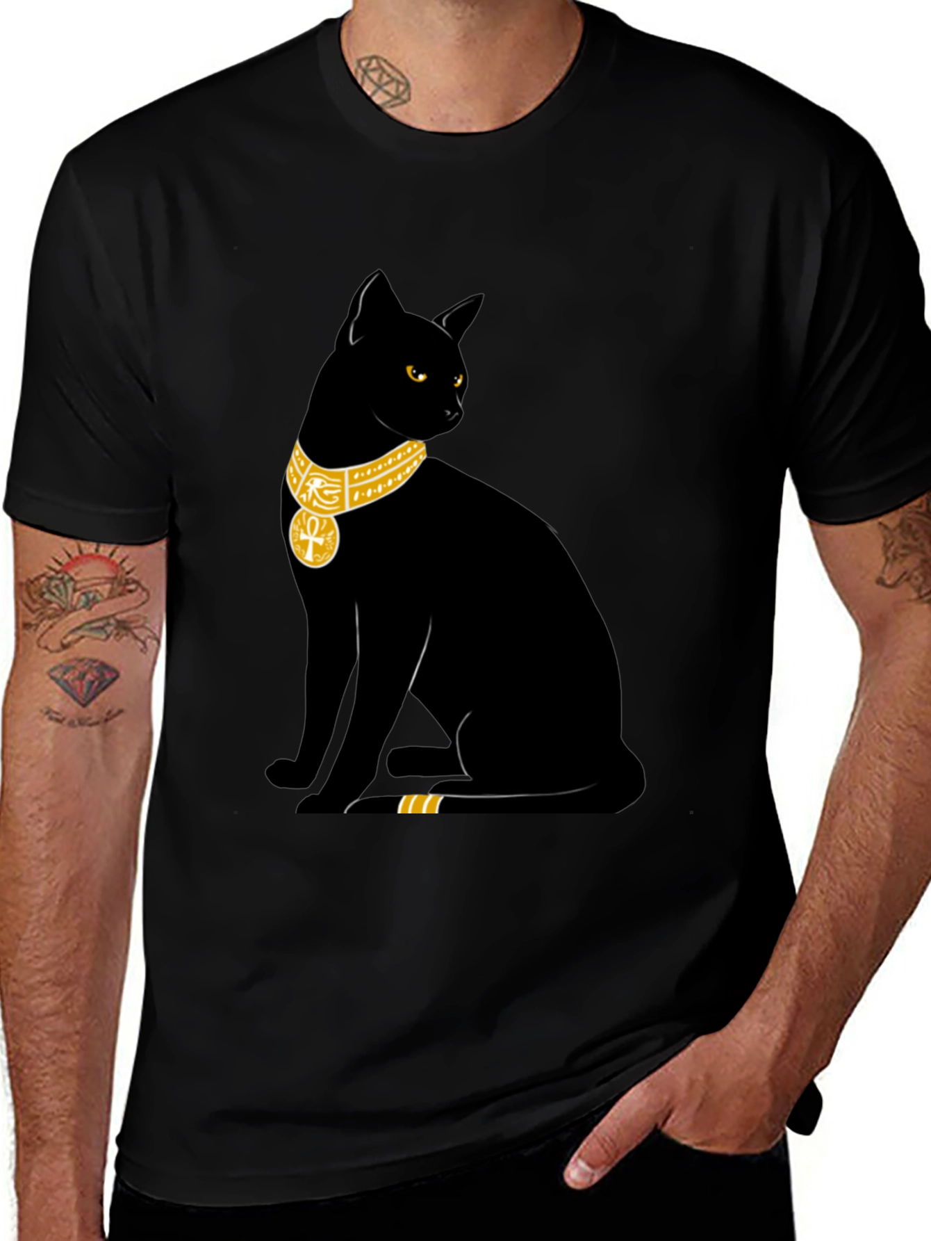 Variant 8 of Egyptian Cat T-Shirt - Black