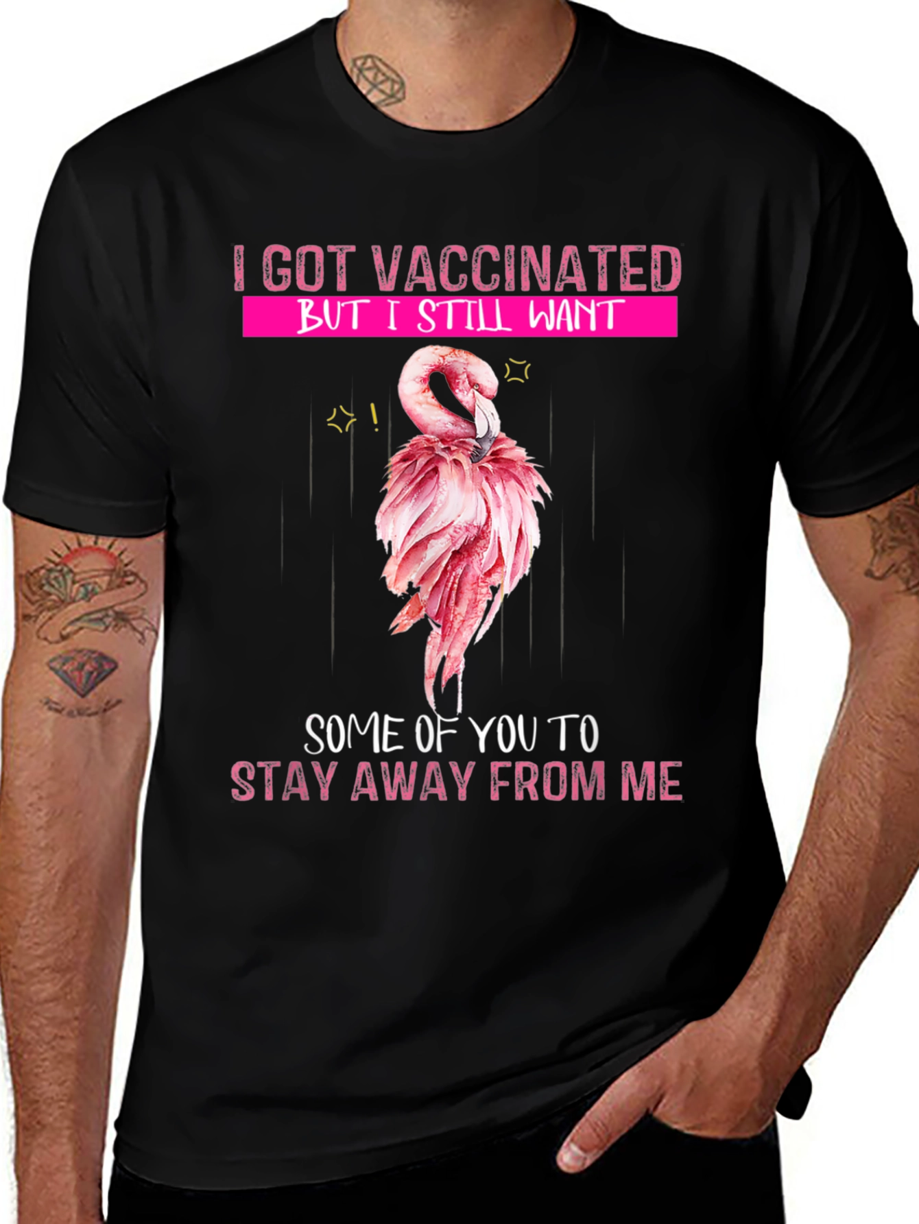 Variant 19 of Vaccinated Flamingo Graphic T-Shirt