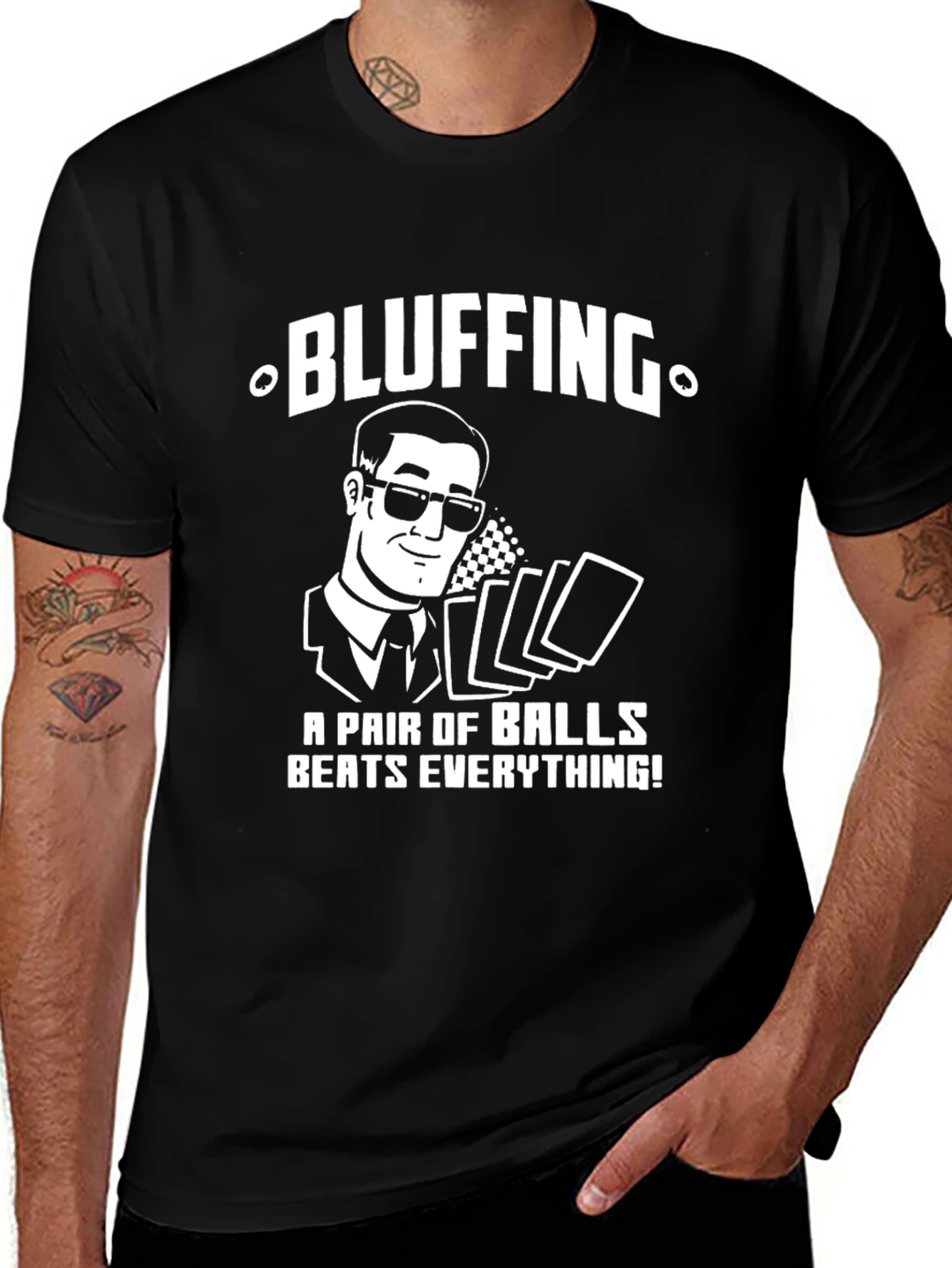 Variant 10 of Bluffing T-Shirt - A Pair of Balls Beats Everything