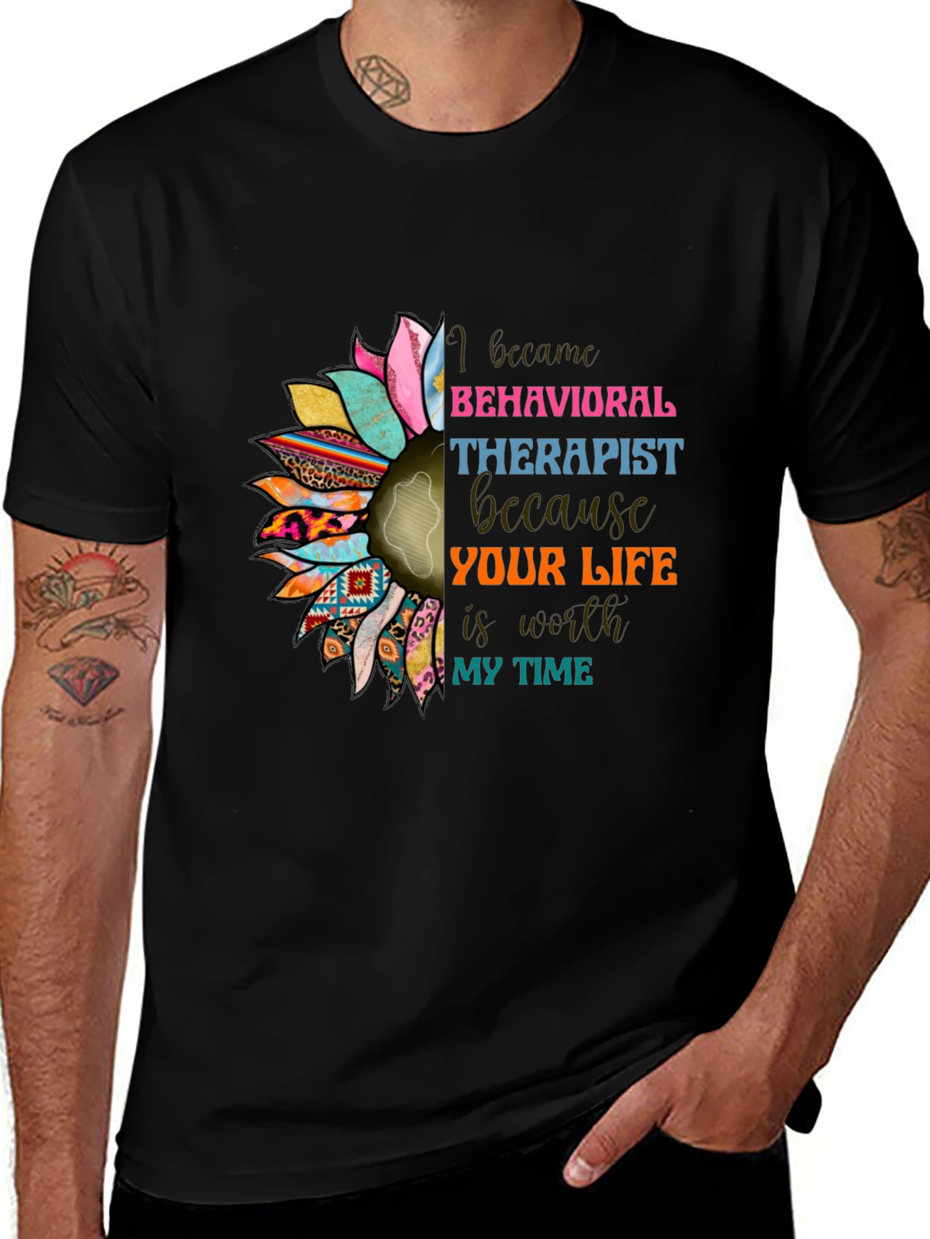 Behavioral Therapist Sunflower Graphic T-Shirt