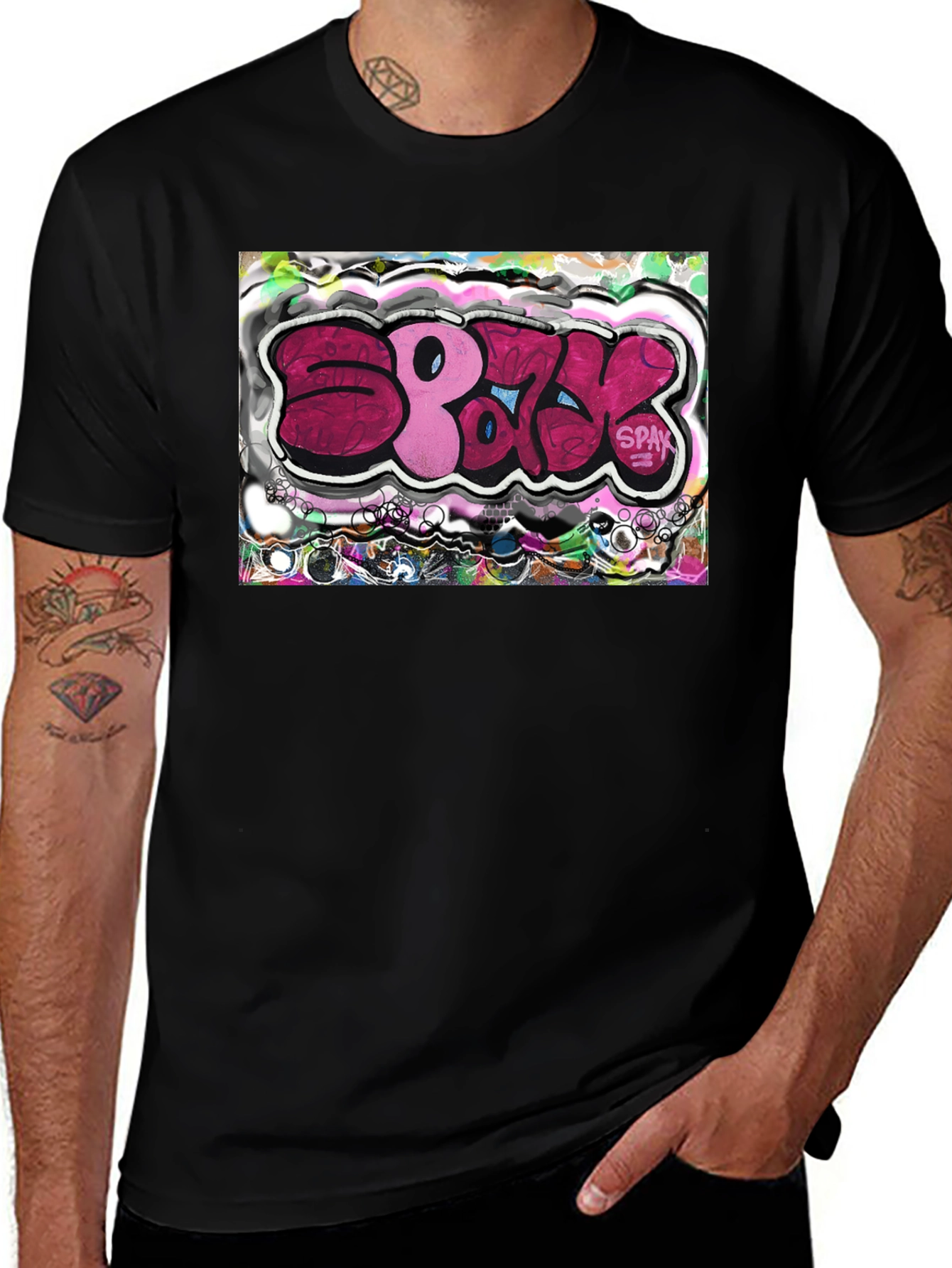 Variant 21 of Spazy Pink Graffiti Art T-Shirt