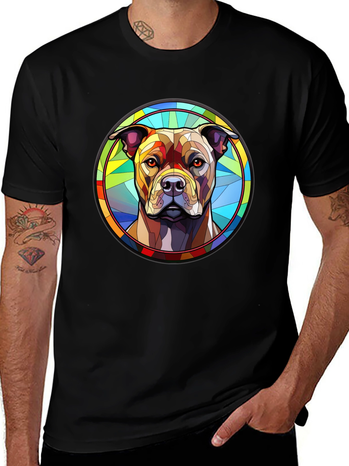 Variant 9 of Stained Glass Dog Graphic T-Shirt