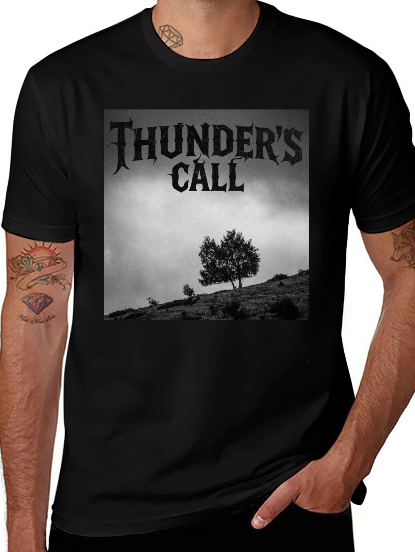 Variant 10 of Thunder's Call Band Graphic Print Black T-Shirt