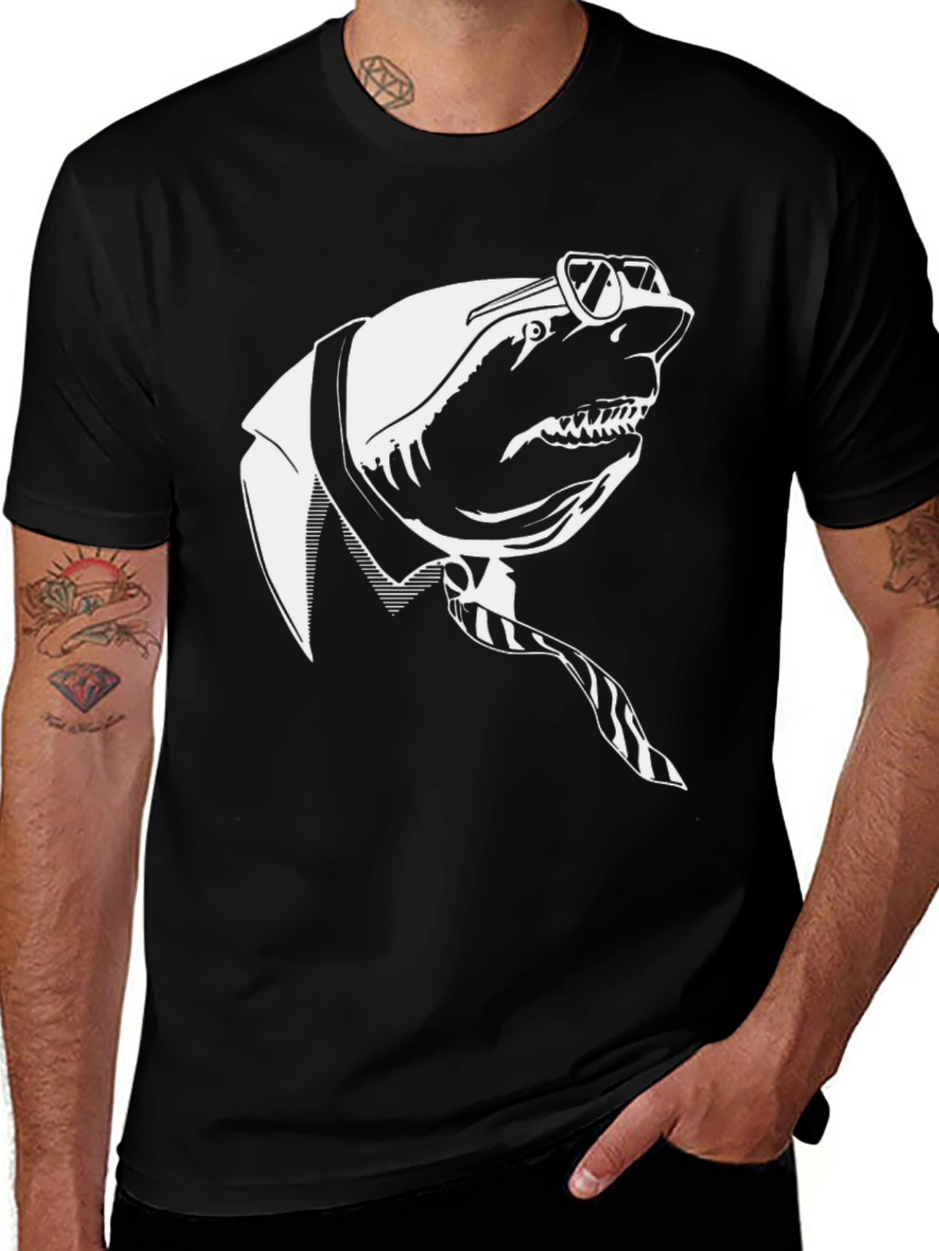 Variant 26 of Shark in Suit Graphic T-Shirt - Cool & Unique Design