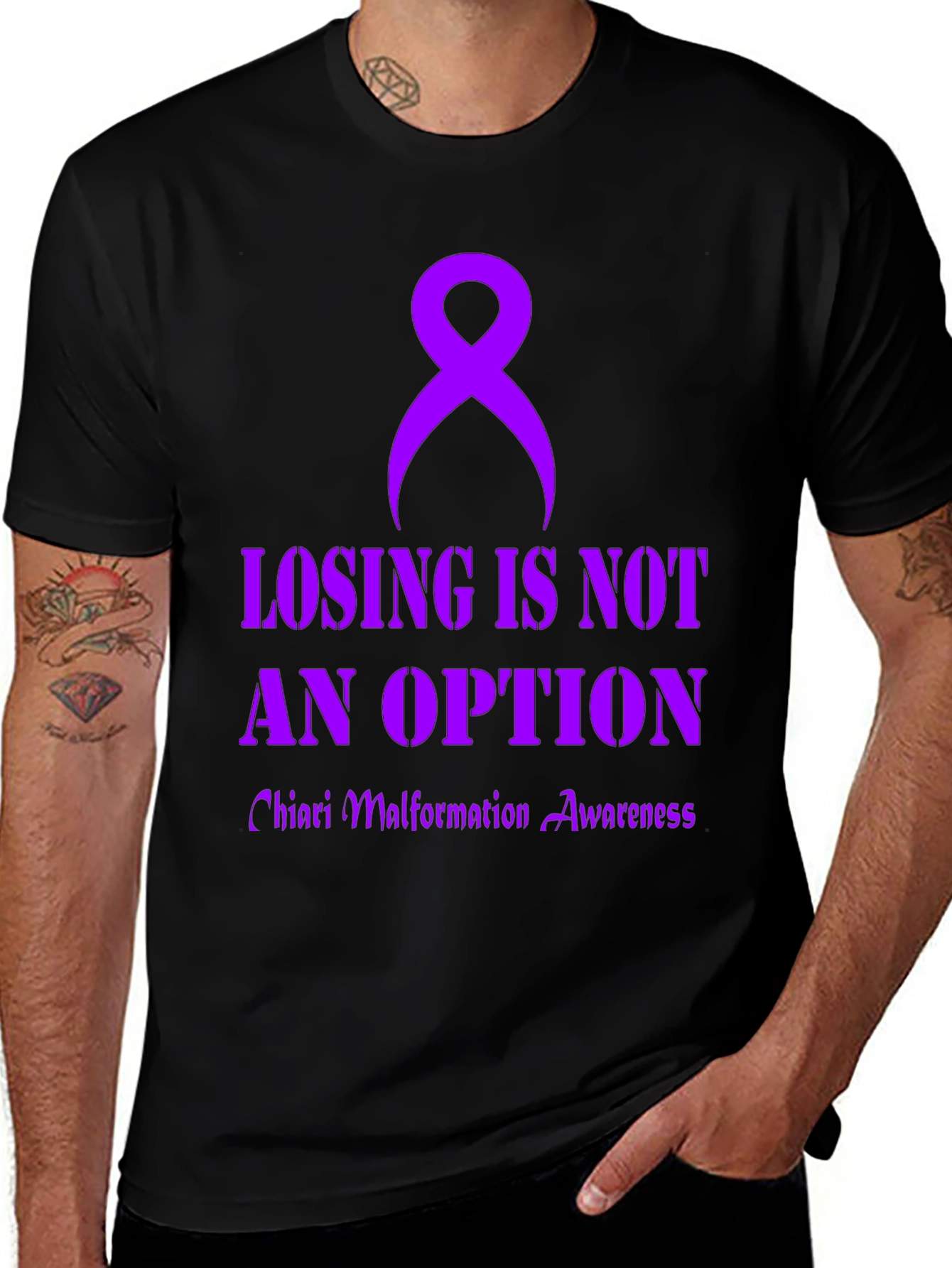 Chiari Malformation Awareness T-Shirt - Purple Ribbon Support