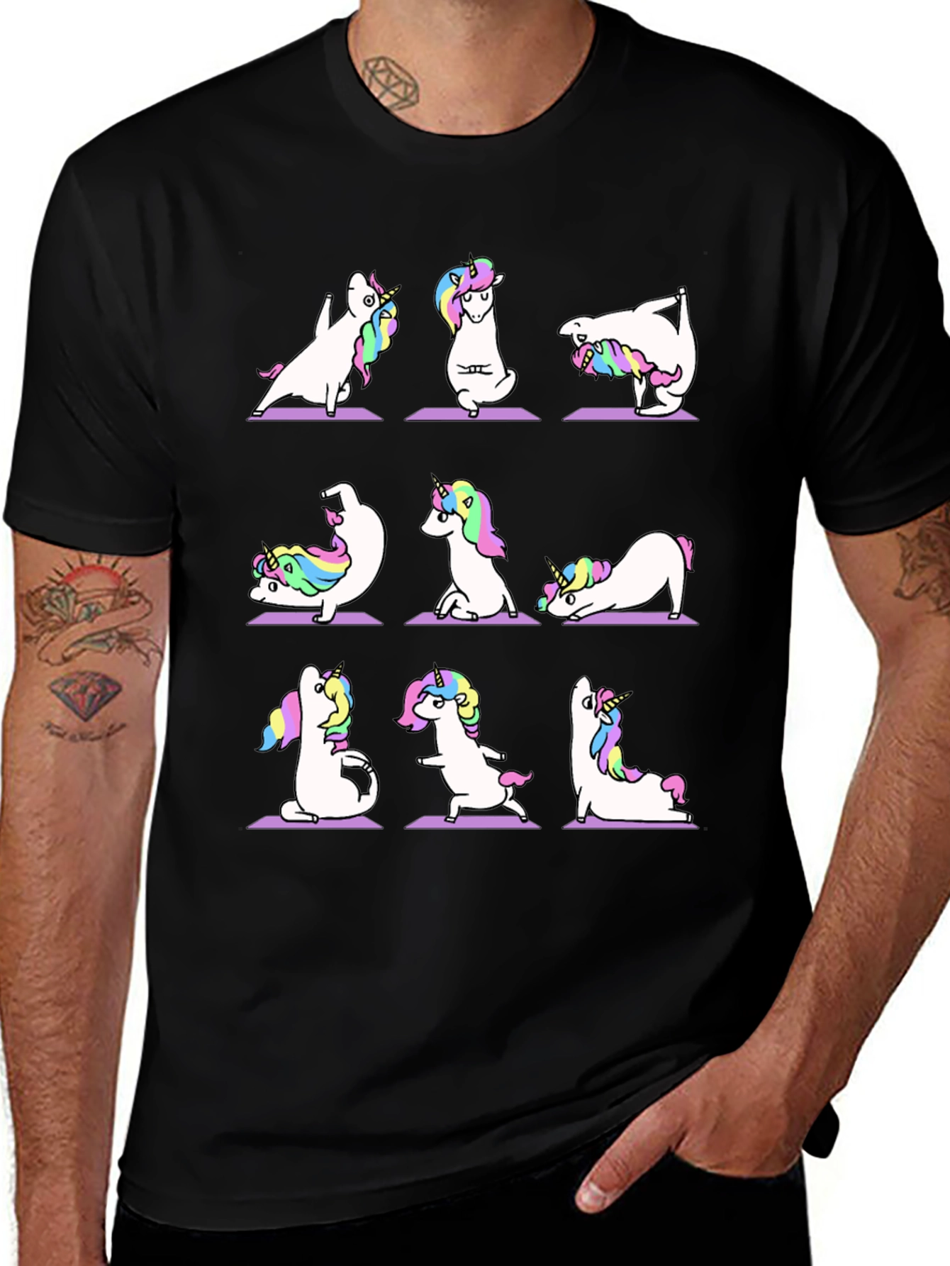 Unicorn Yoga Black T-Shirt