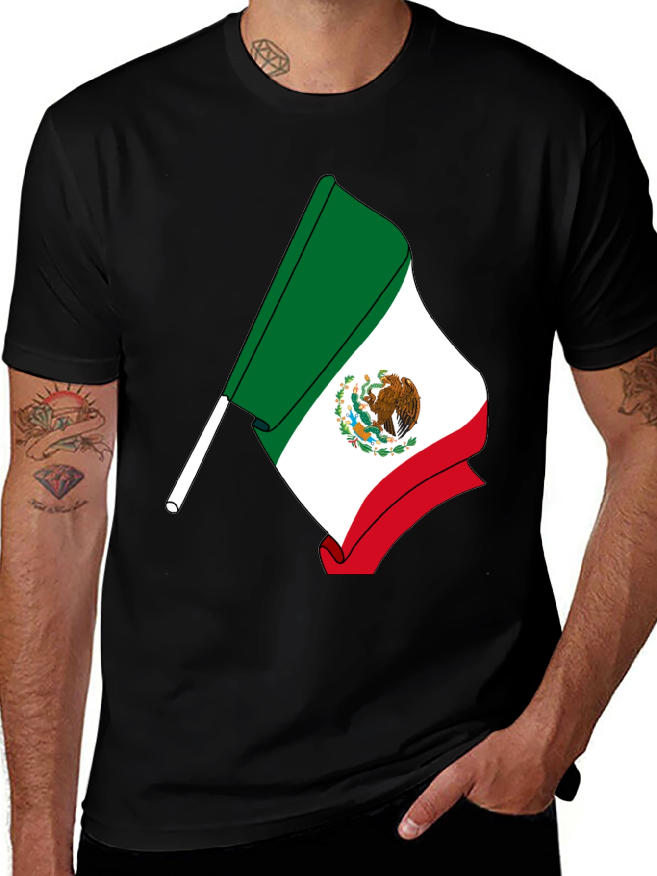 Variant 30 of Mexico Flag Graphic T-Shirt - Black